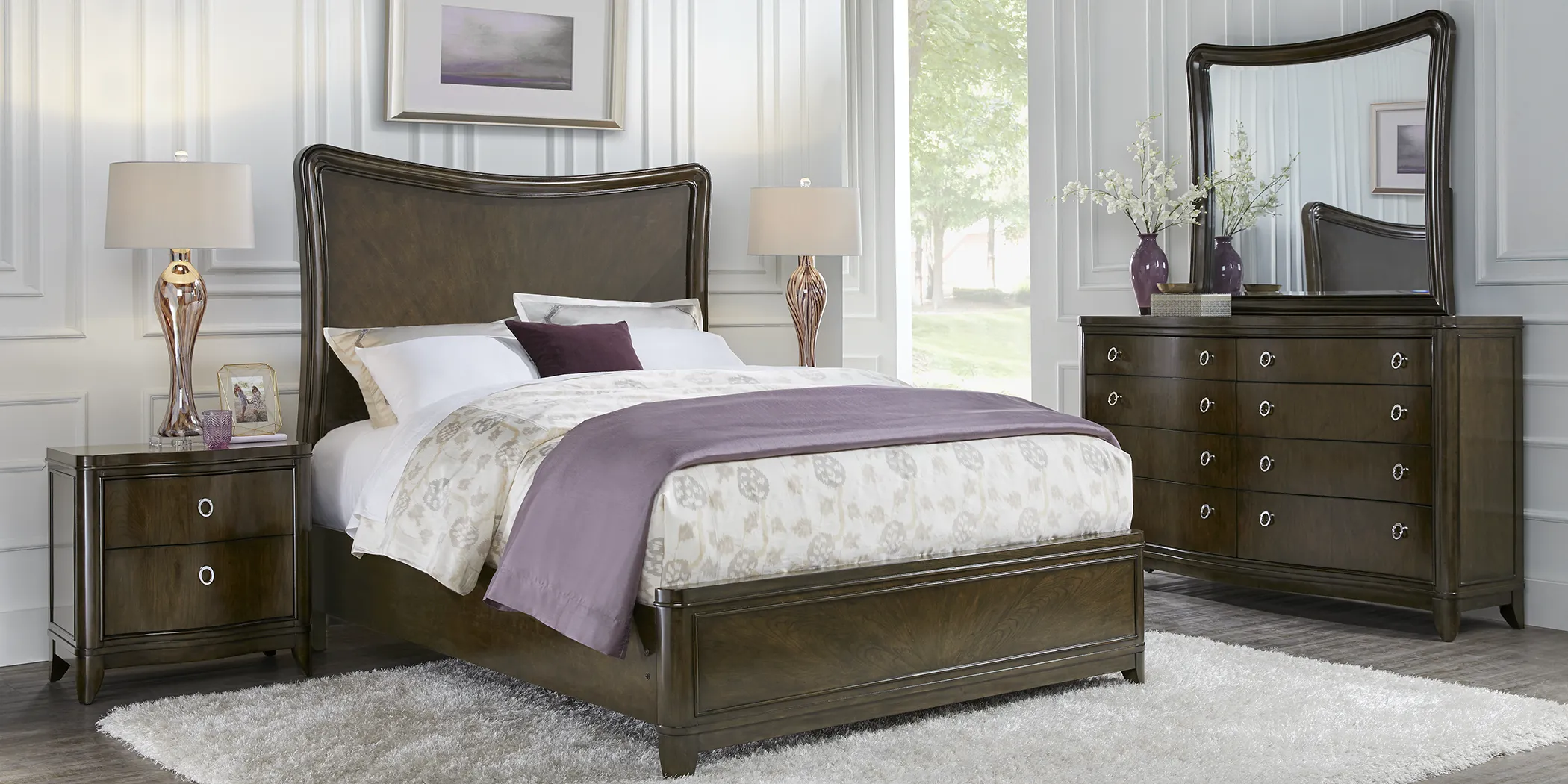Cindy Crawford Home Chateau Brown 7 Pc King Panel Bedroom - Thumbnail - Image 1
