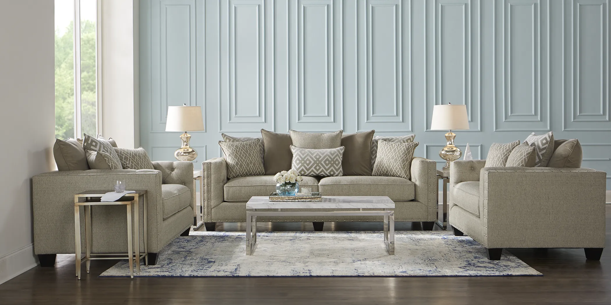 Cindy Crawford Home Chelsea Hills Beige 5 Pc Living Room - Thumbnail - Image 2