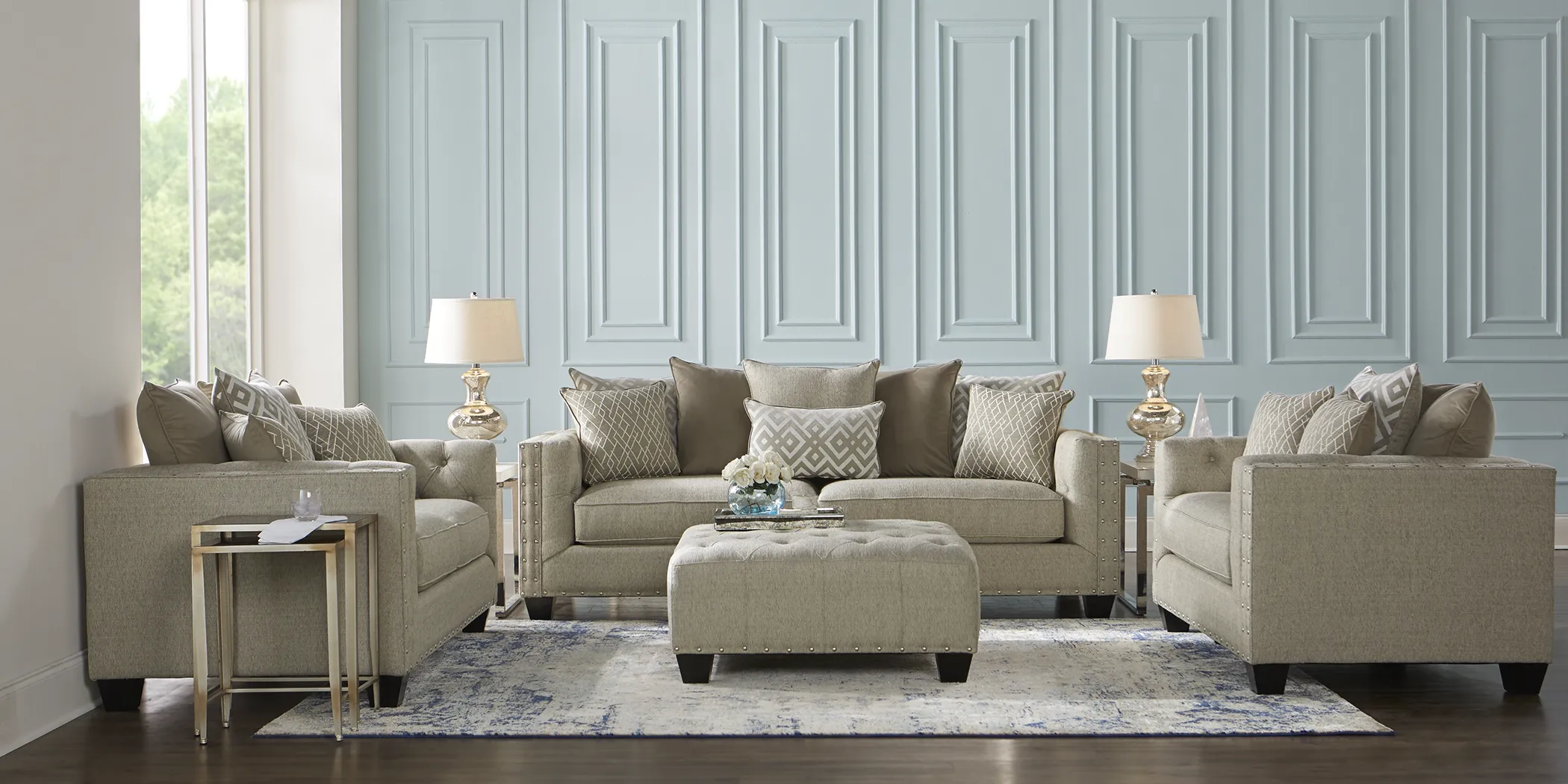 Cindy Crawford Home Chelsea Hills Beige 7 Pc Living Room - Thumbnail - Image 2