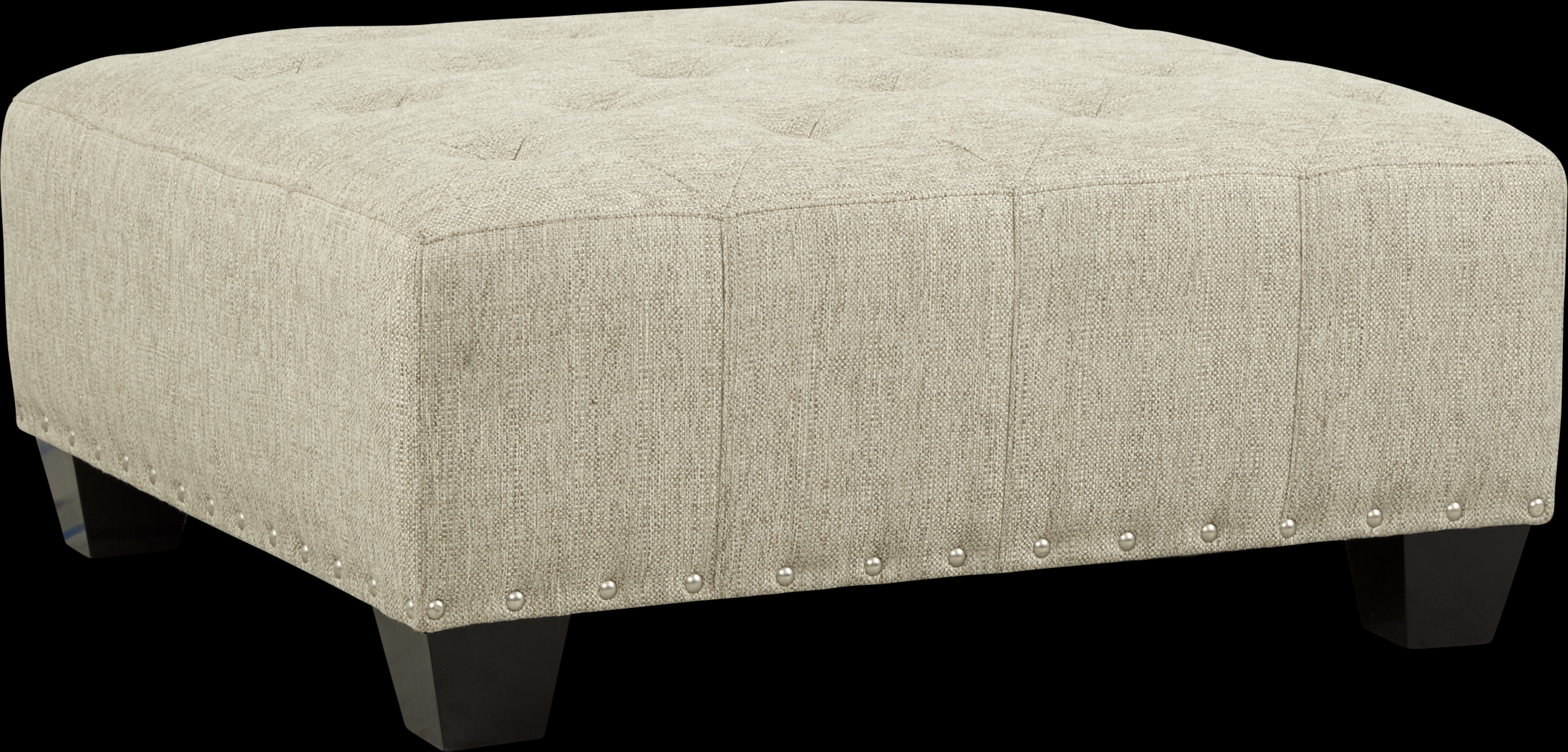 Cindy Crawford Home Chelsea Hills Beige Cocktail Ottoman - Thumbnail - Image 1