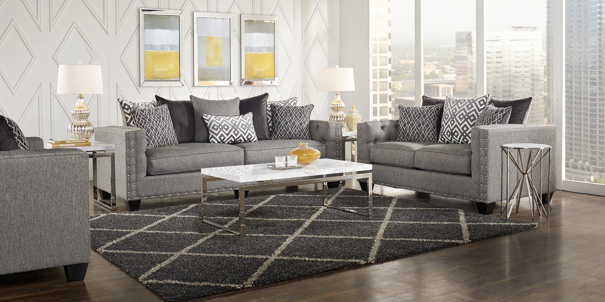 Cindy Crawford Home Chelsea Hills Gray 2 Pc Living Room - Thumbnail - Image 2