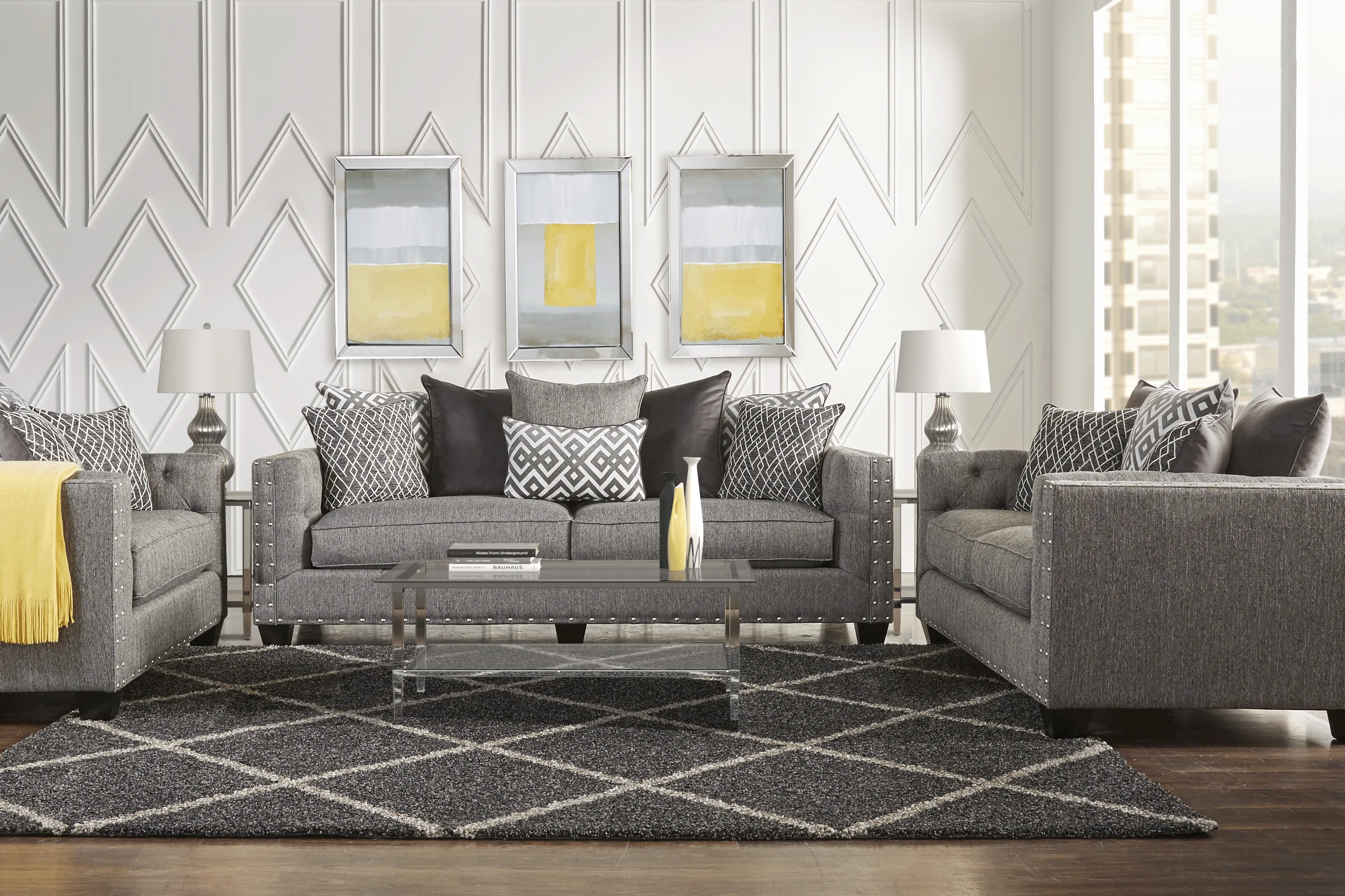 Cindy Crawford Home Chelsea Hills Gray 7 Pc Living Room - Thumbnail - Image 1