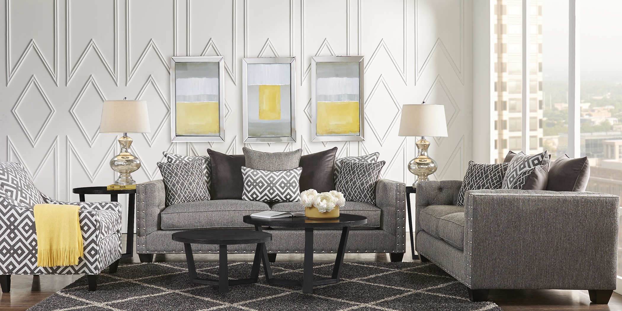 Cindy Crawford Home Chelsea Hills Gray 8 Pc Living Room - Thumbnail - Image 1