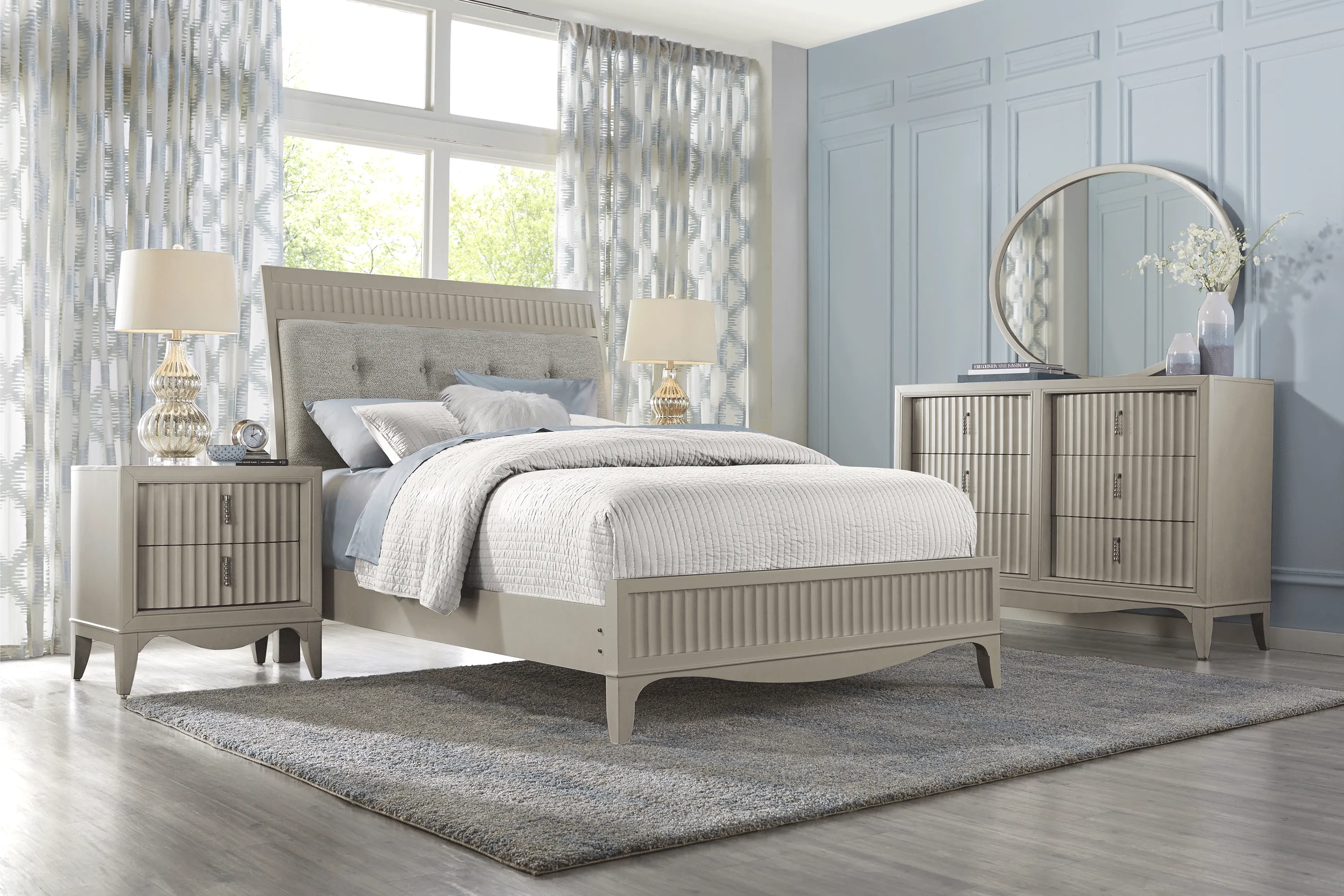 Cindy Crawford Home Clarendon Heights Gray 7 Pc Queen Panel Bedroom - Thumbnail - Image 1