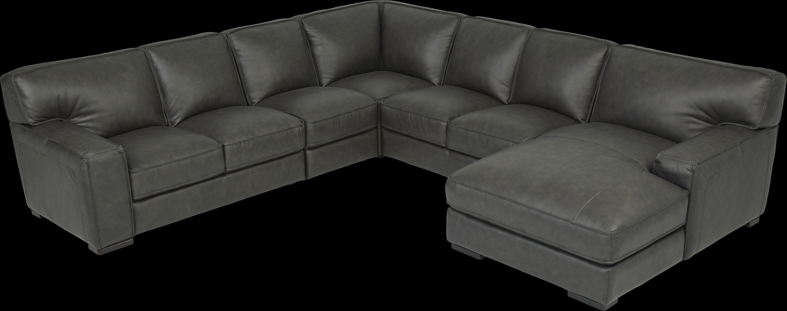 Cindy Crawford Home Deangelo Dark Gray Leather 5 Pc Sectional - Thumbnail - Image 3