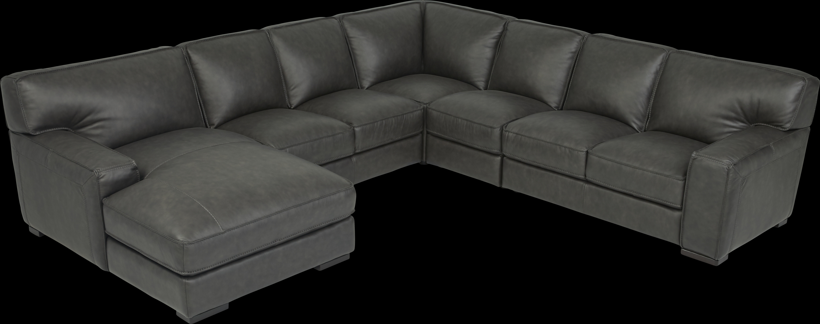 Cindy Crawford Home Deangelo Dark Gray Leather 5 Pc Sectional - Thumbnail - Image 3