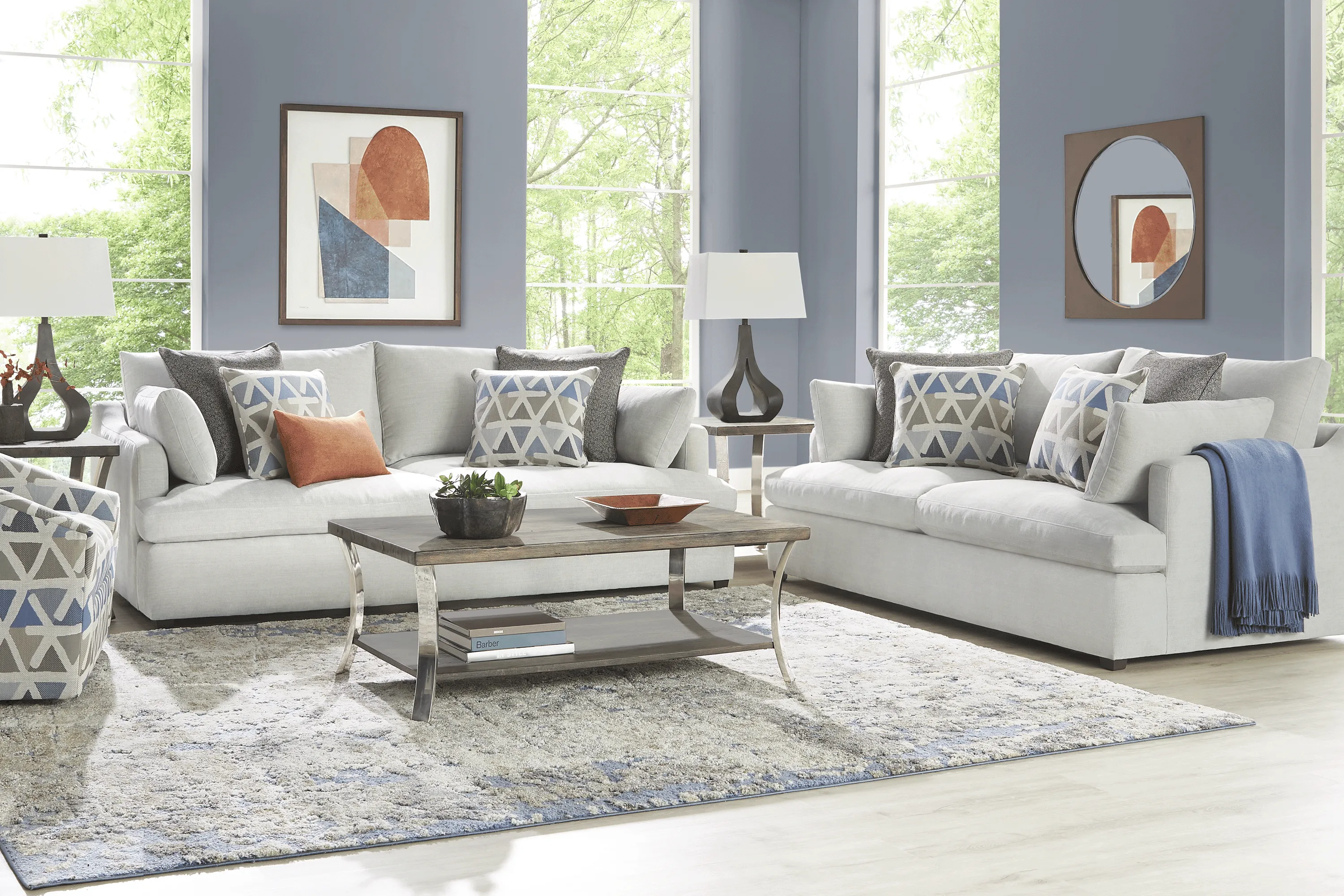 Cindy Crawford Home Emerson Park Silver 7 Pc Living Room - Thumbnail - Image 1