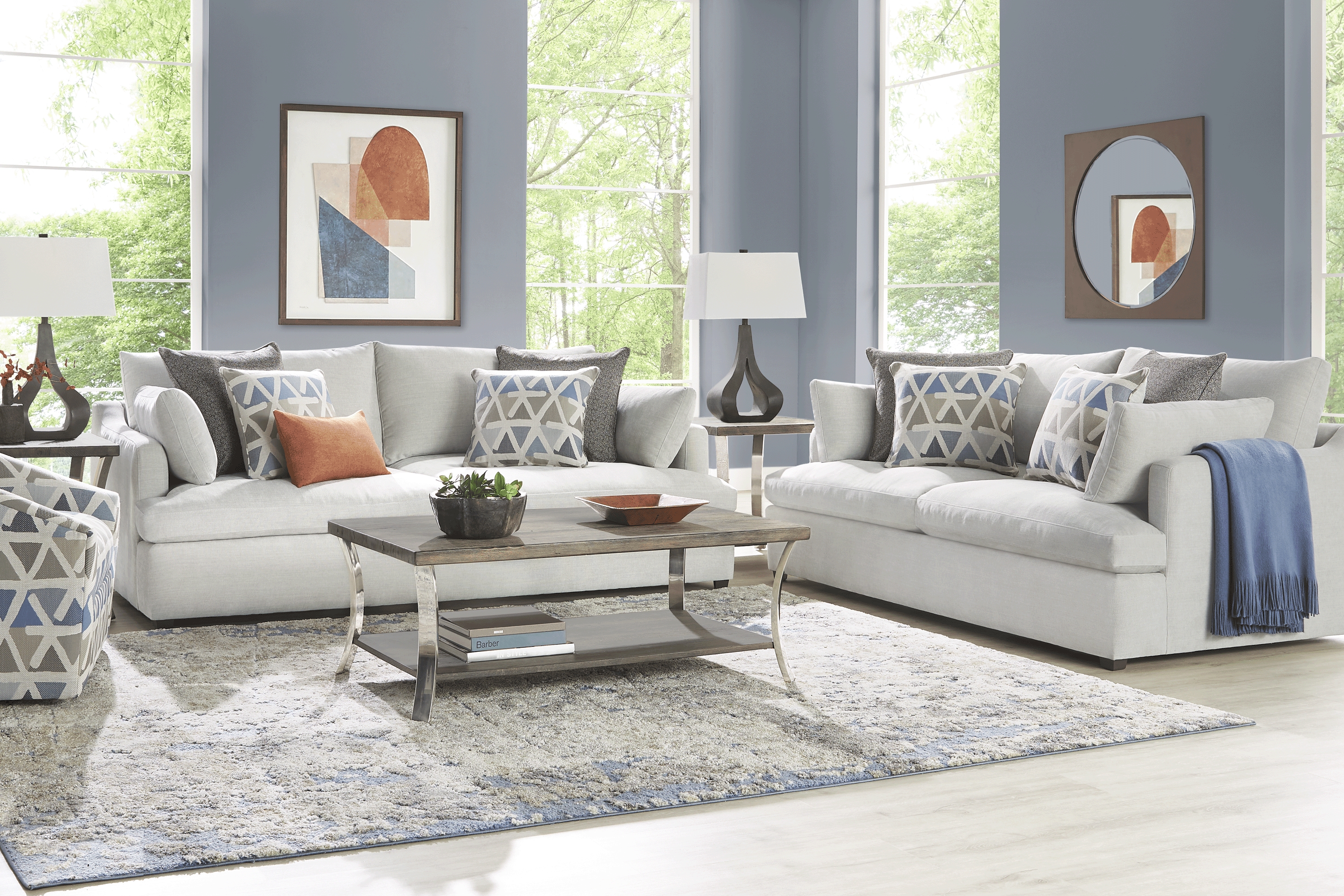 Cindy Crawford Home Emerson Park Silver 8 Pc Living Room - Thumbnail - Image 1