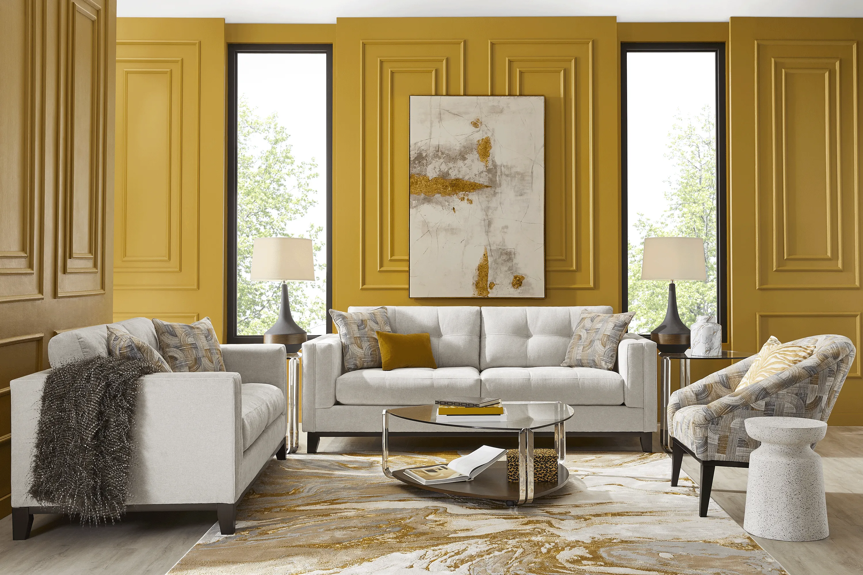 Cindy Crawford Home Everleigh Place Oyster 5 Pc Living Room - Thumbnail - Image 1