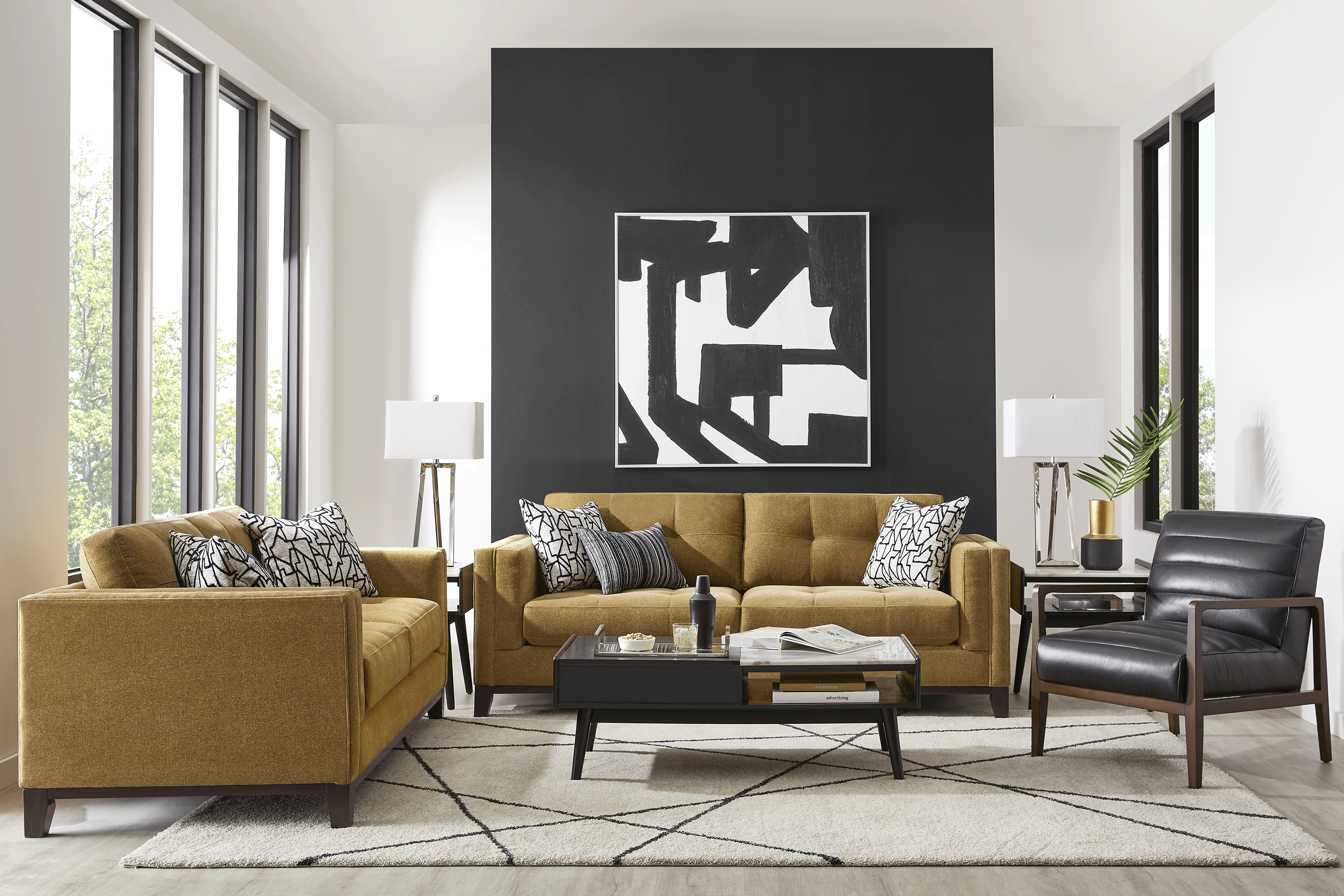 Cindy Crawford Home Everleigh Place Topaz 7 Pc Living Room with Gel Foam Sleeper Sofa - Thumbnail - Image 1