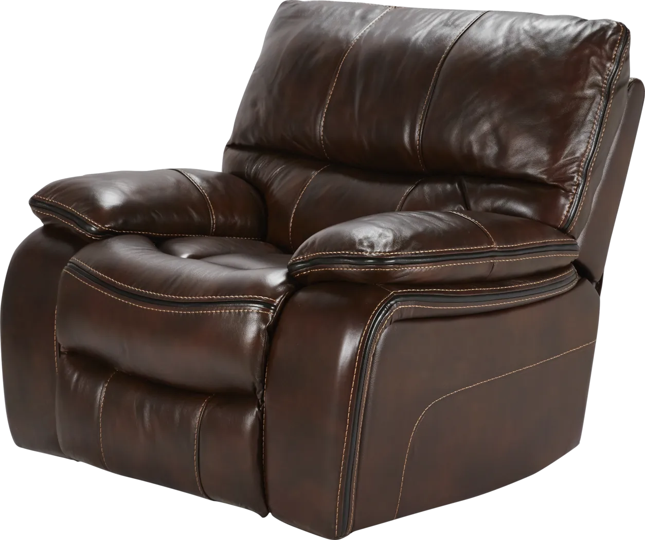 Cindy Crawford Home Gianna Brown Leather Power Recliner - Thumbnail - Image 1