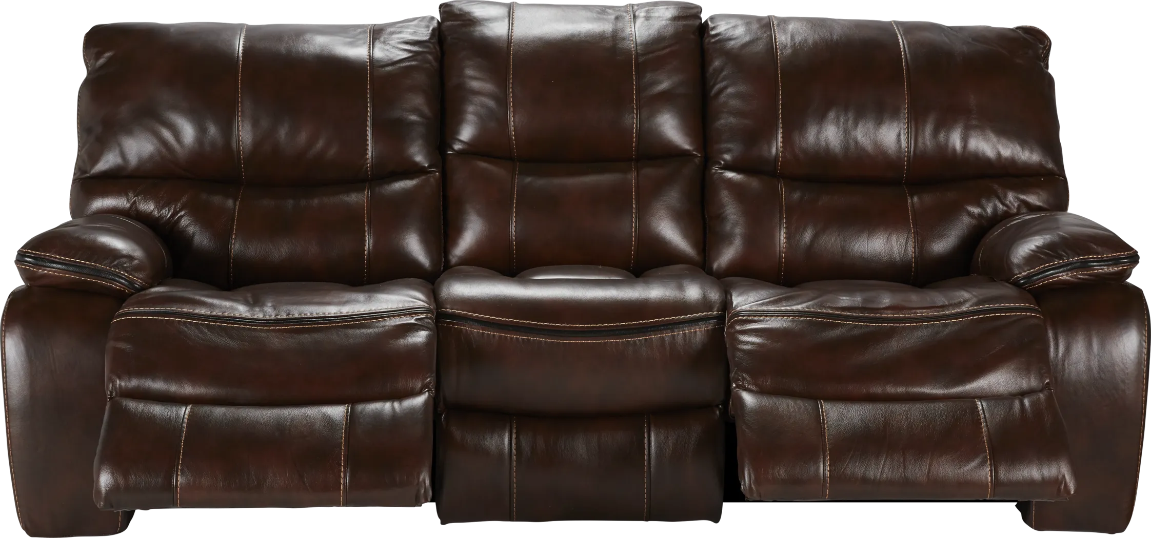 Cindy Crawford Home Gianna Brown Leather Reclining Sofa - Thumbnail - Image 2