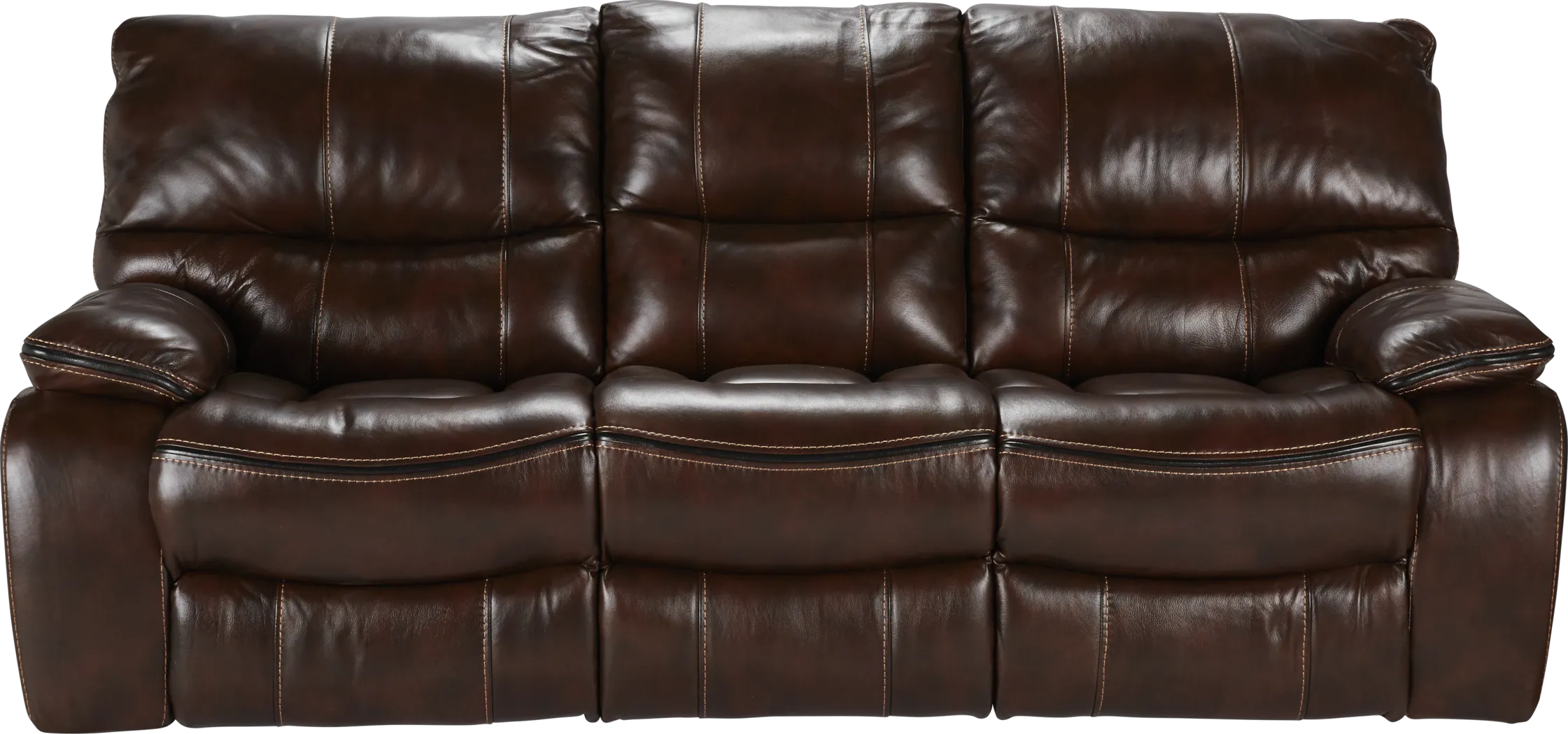 Cindy Crawford Home Gianna Brown Leather Reclining Sofa - Thumbnail - Image 1