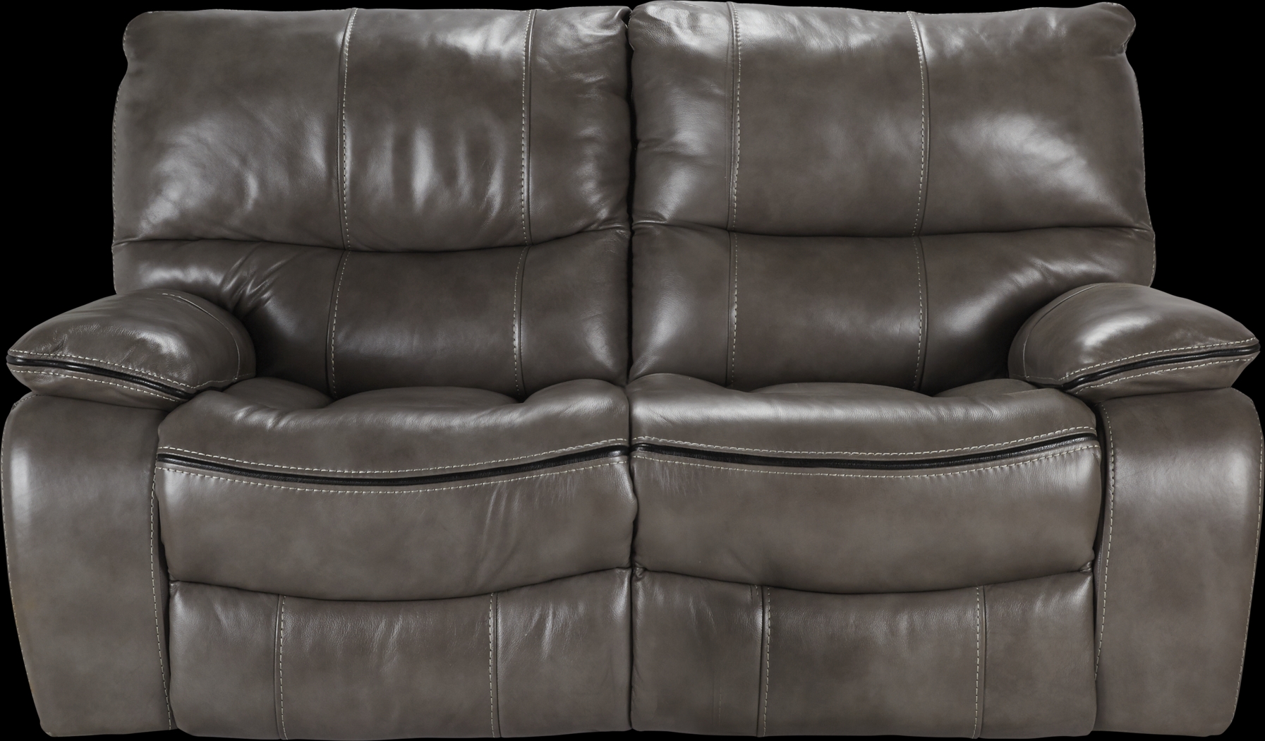 Cindy Crawford Home Gianna Gray Leather Loveseat - Thumbnail - Image 1