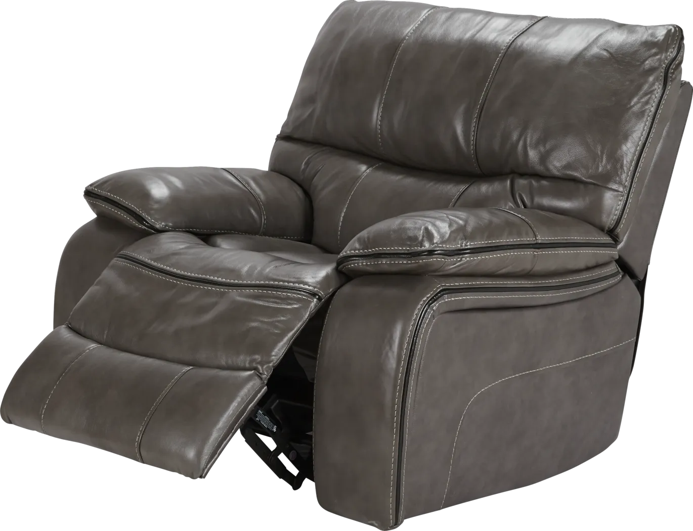 Cindy Crawford Home Gianna Gray Leather Power Recliner - Thumbnail - Image 2