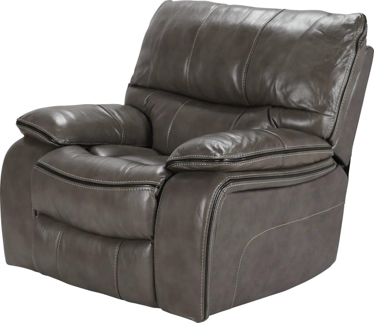 Cindy Crawford Home Gianna Gray Leather Power Recliner - Thumbnail - Image 1