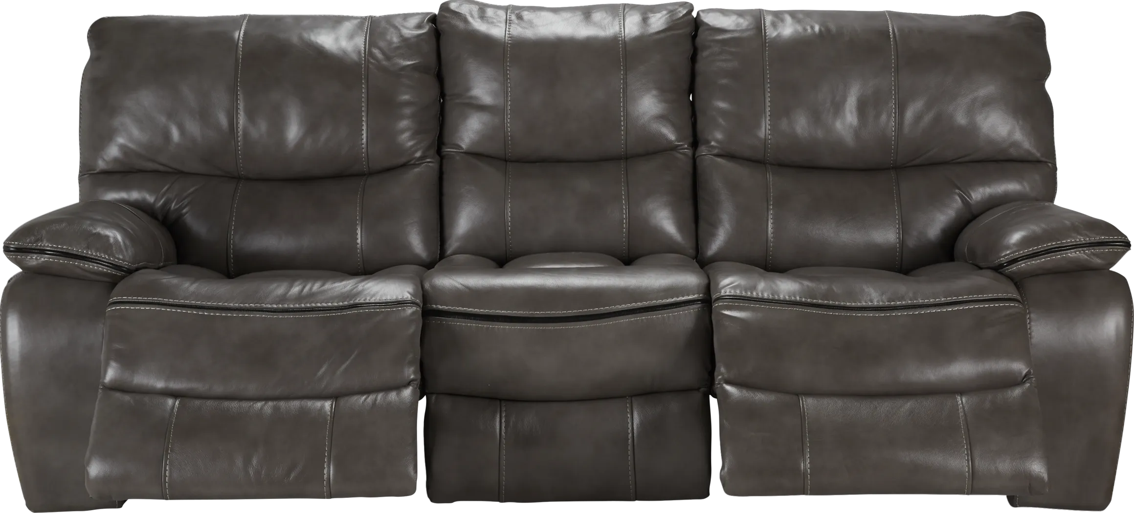 Cindy Crawford Home Gianna Gray Leather Power Reclining Sofa - Thumbnail - Image 2