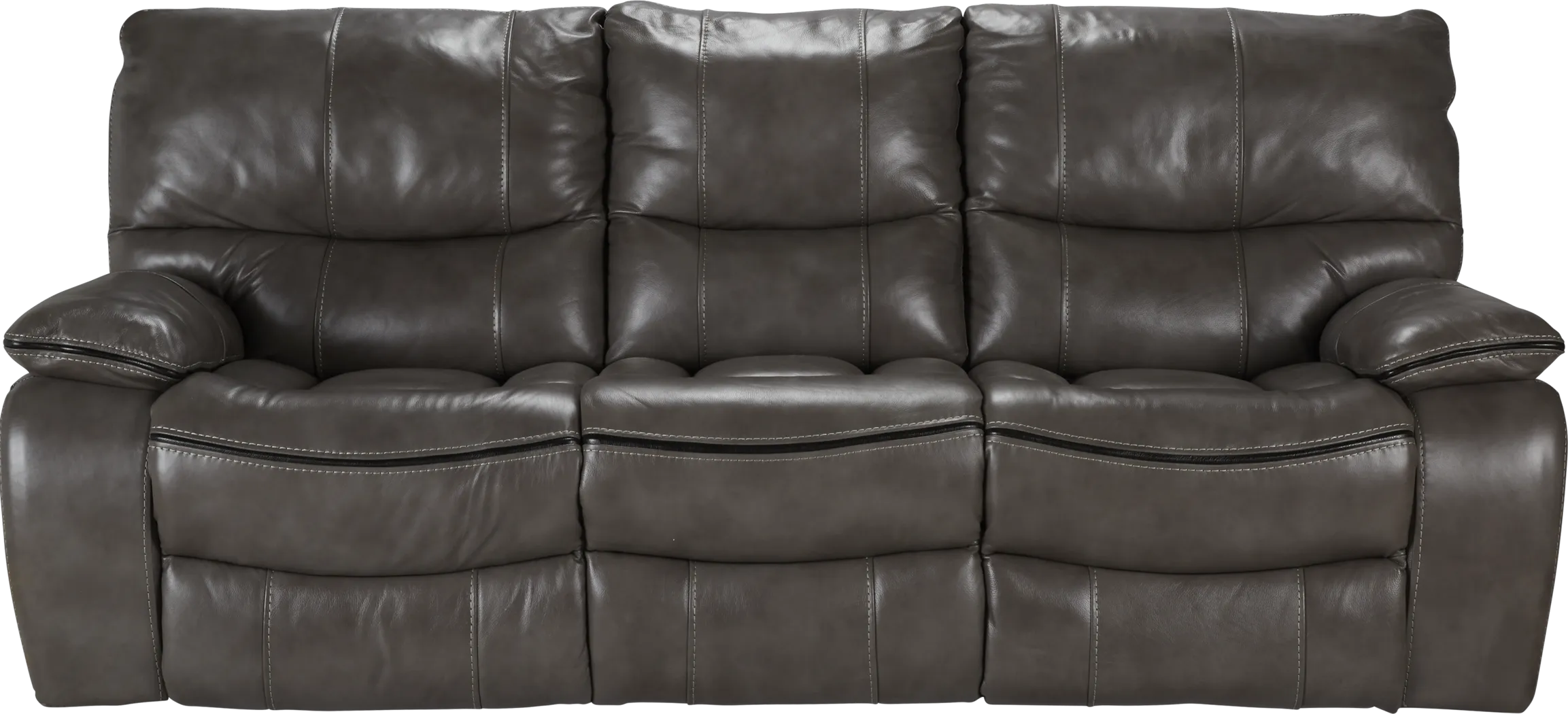 Cindy Crawford Home Gianna Gray Leather Power Reclining Sofa - Thumbnail - Image 1