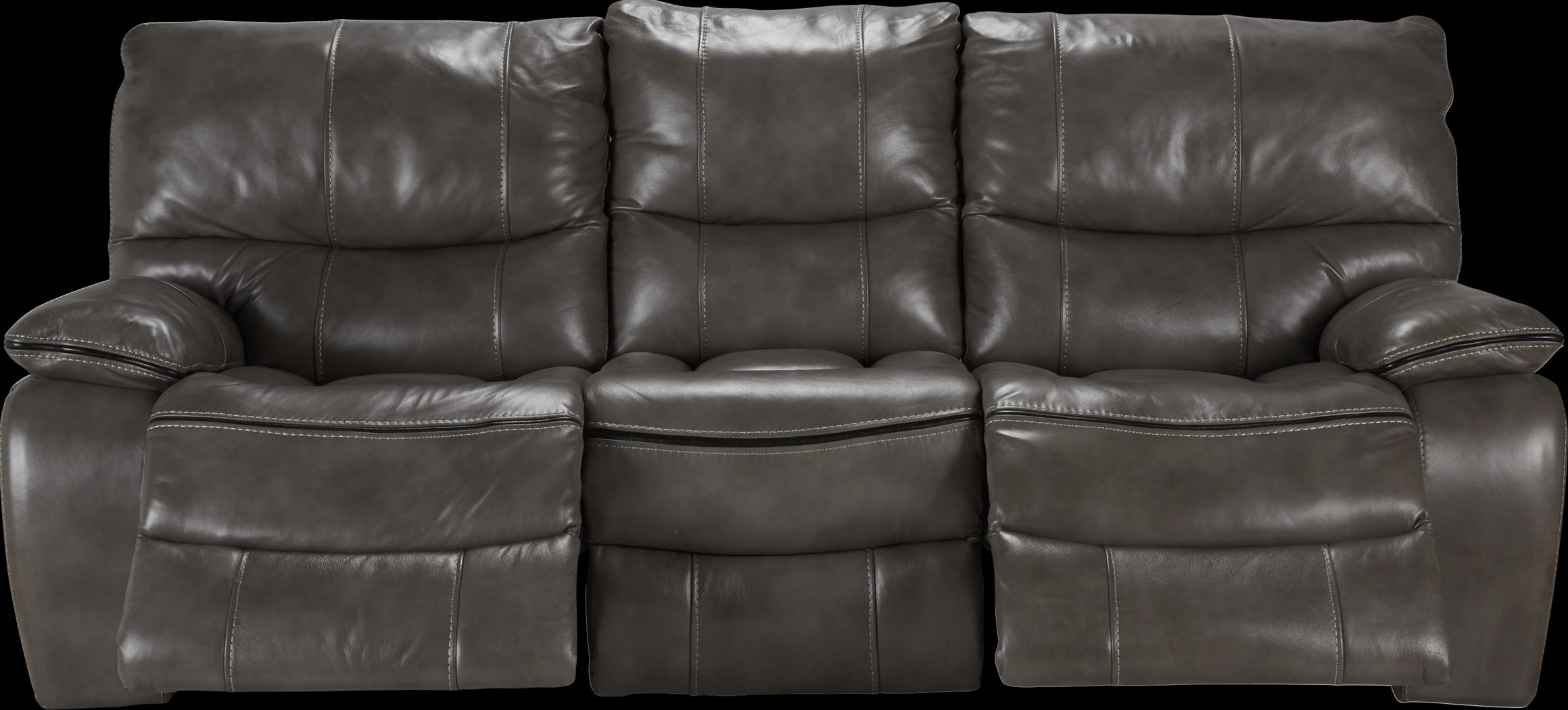 Cindy Crawford Home Gianna Gray Leather Reclining Sofa - Thumbnail - Image 1