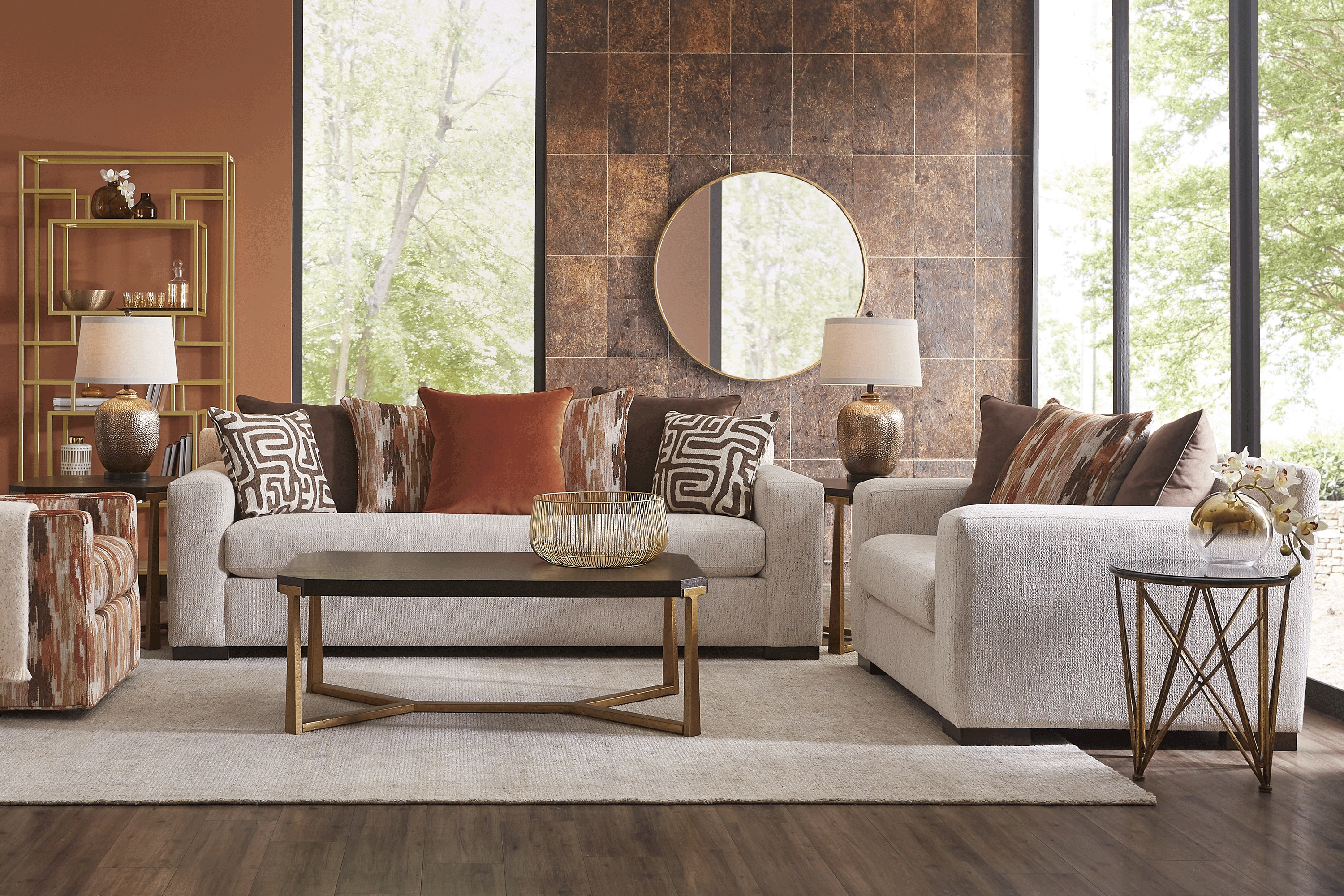 Cindy Crawford Home Glenwood Springs Beige 5 Pc Living Room - Thumbnail - Image 1