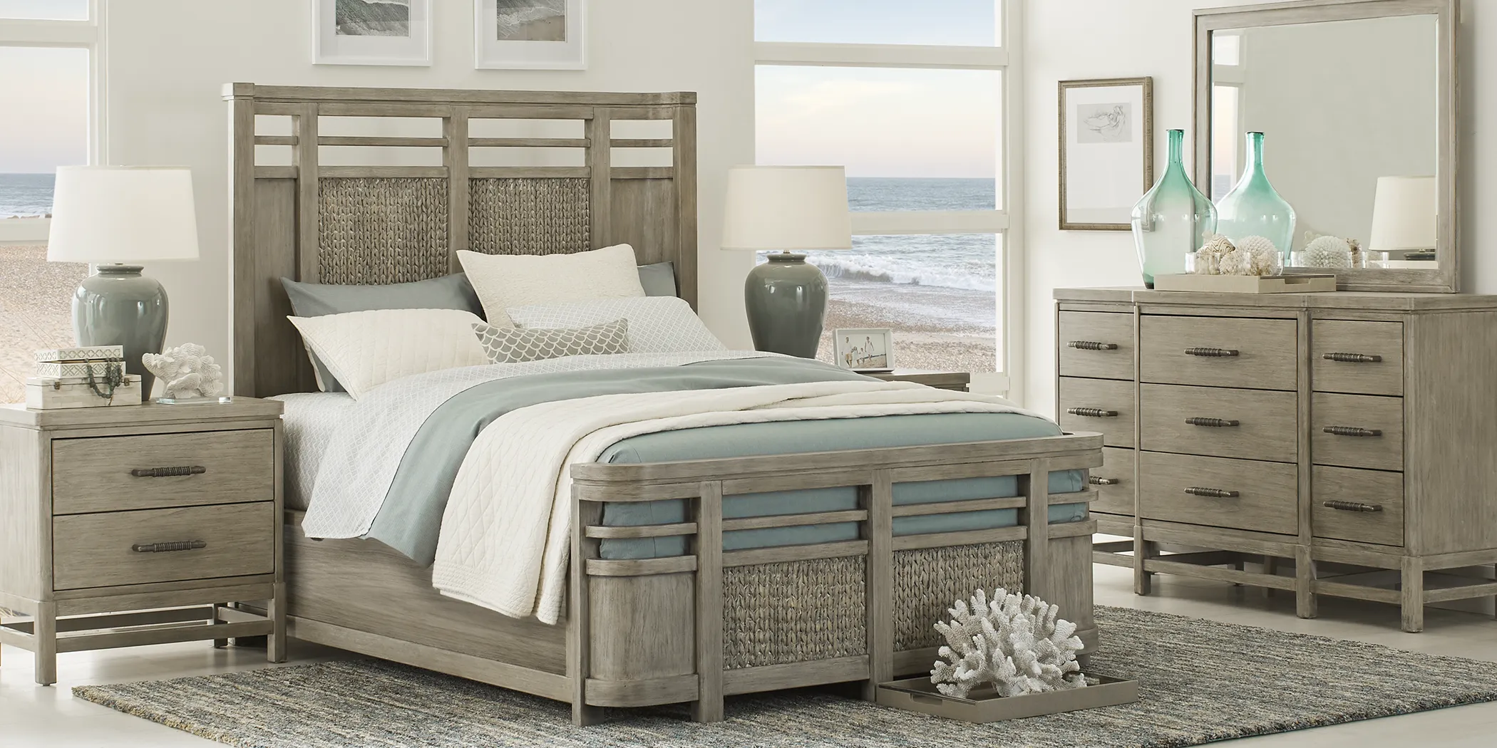 Cindy Crawford Home Golden Isles Gray 8 Pc Queen Panel Bedroom - Thumbnail - Image 1