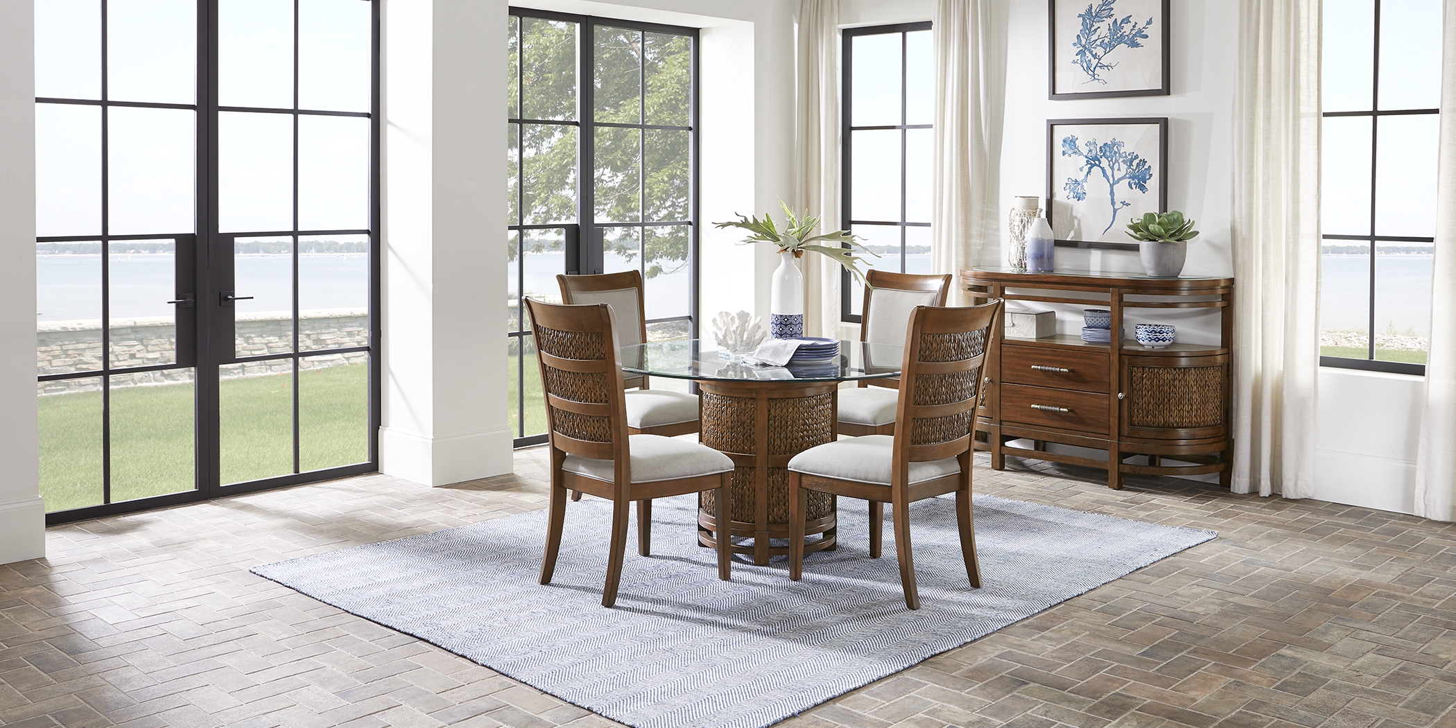 Cindy Crawford Home Golden Isles Brown Round Dining Table - Thumbnail - Image 3