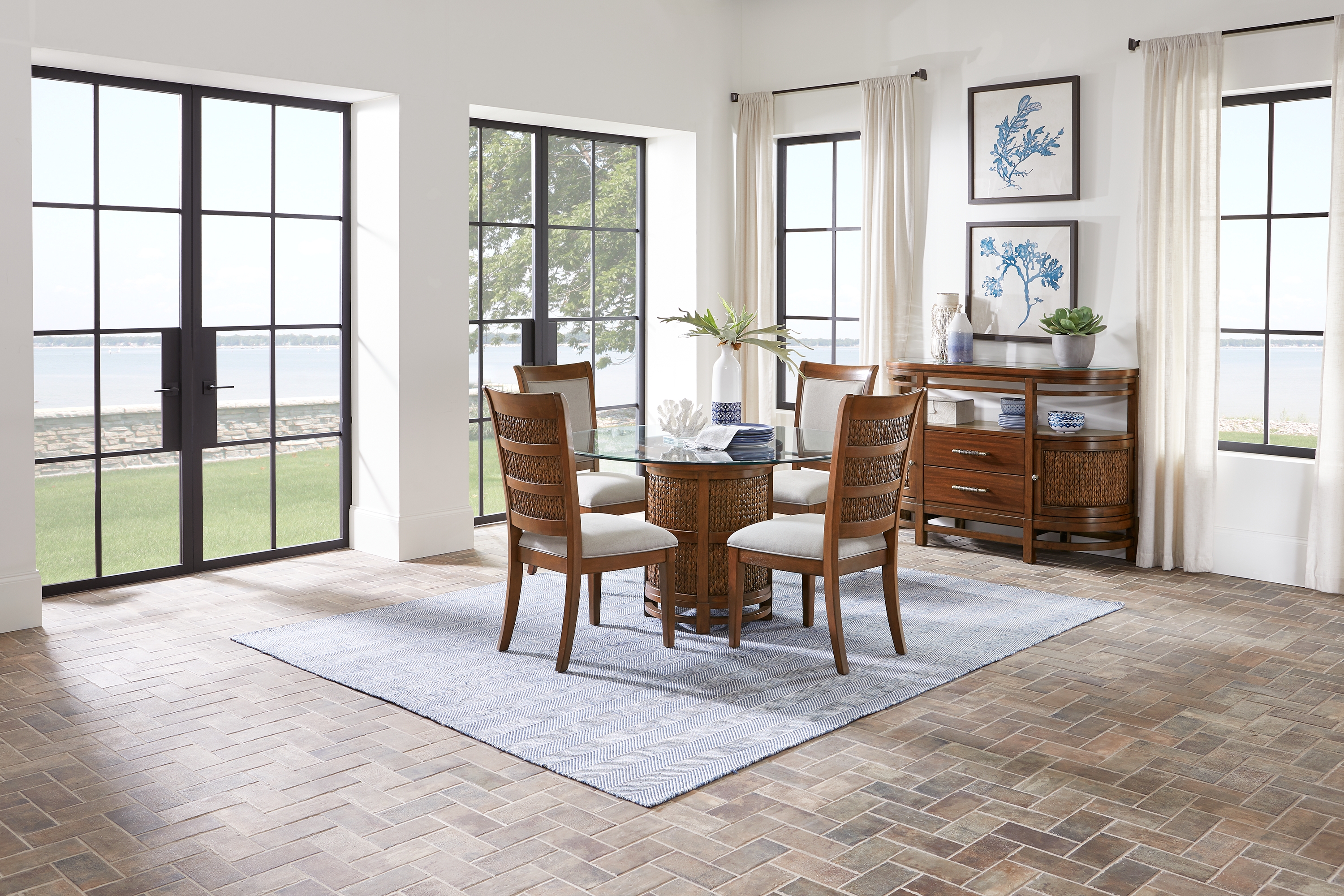 Cindy Crawford Home Golden Isles Brown Round Dining Table - Thumbnail - Image 2