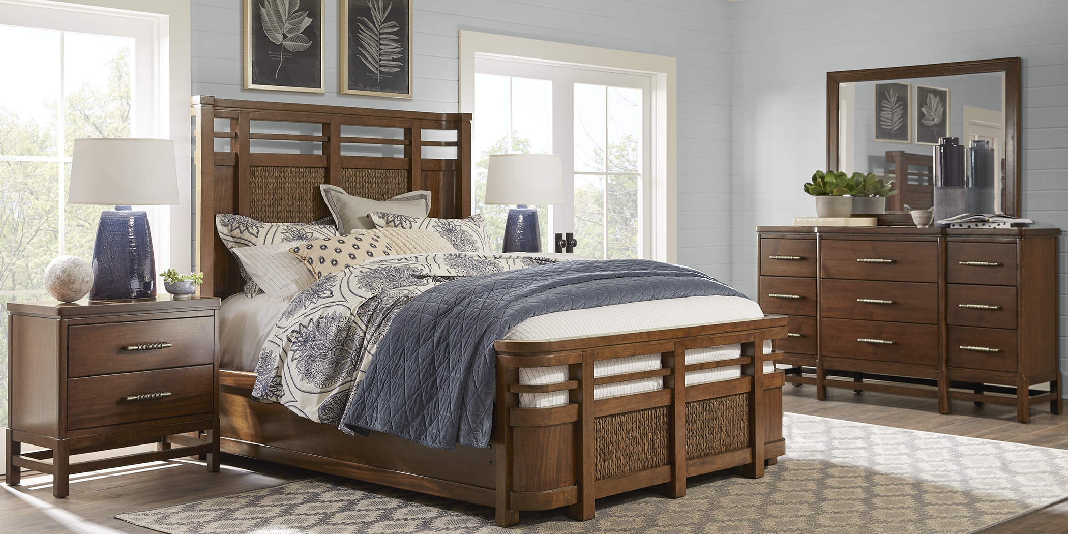 Cindy Crawford Home Golden Isles Tobacco 3 Pc Queen Panel Bed - Thumbnail - Image 2