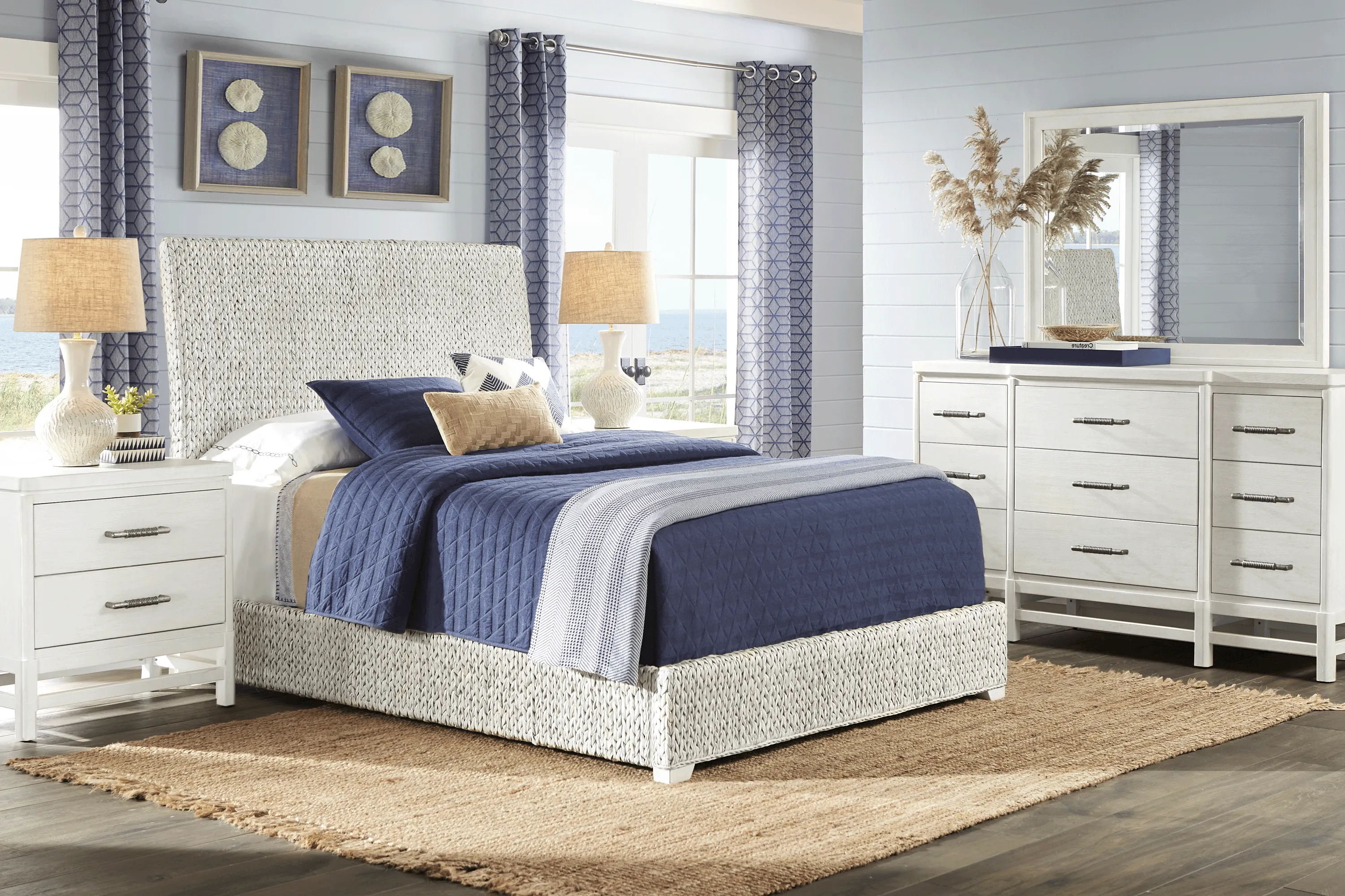 Golden Isles White 3 Pc King Woven Bed - Thumbnail - Image 2