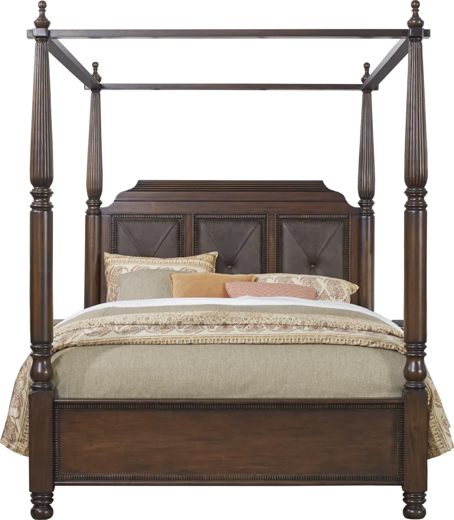 Cindy Crawford Home Grand Cayman Brown 4 Pc King Canopy Bed - Thumbnail - Image 1