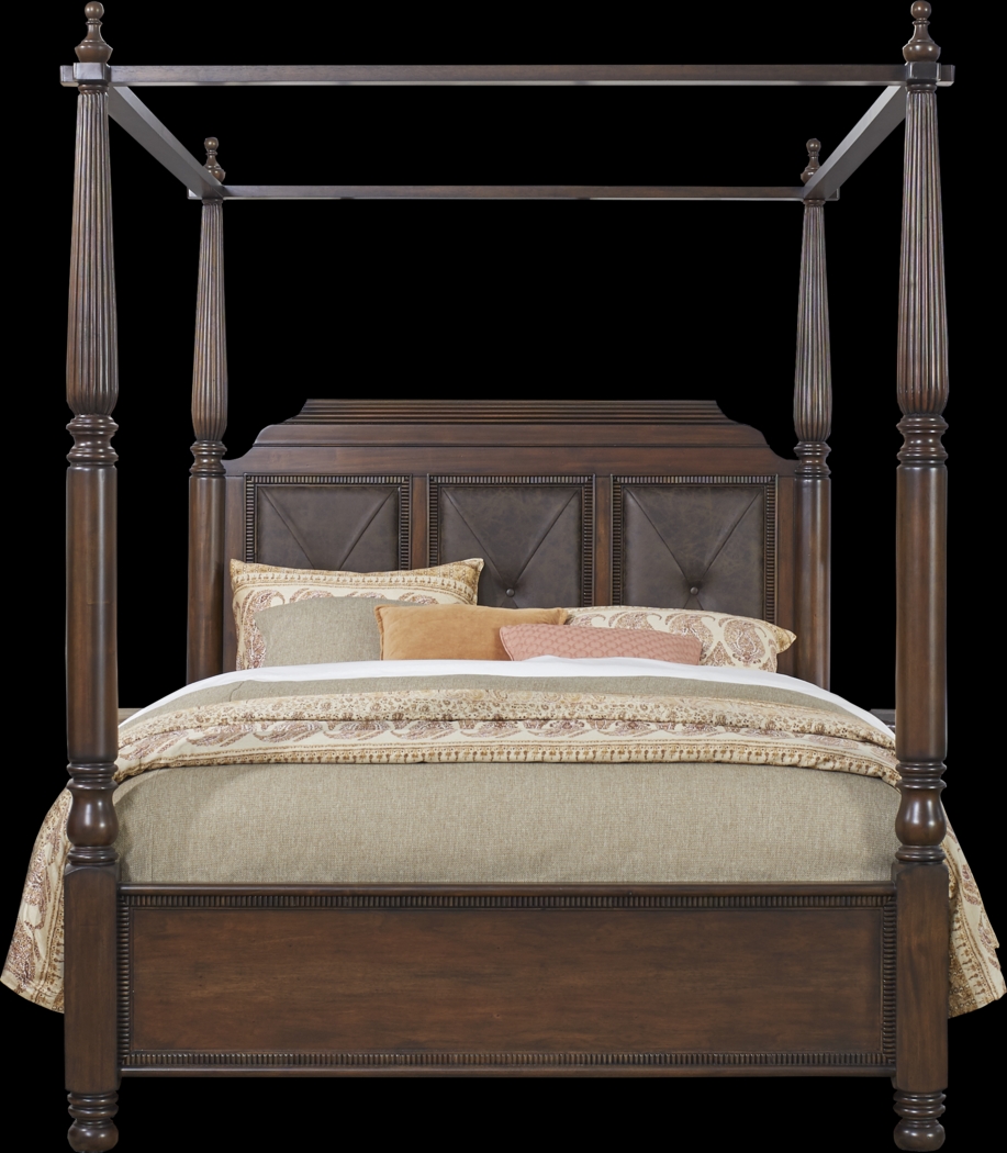 Cindy Crawford Home Grand Cayman Brown 4 Pc Queen Canopy Bed - Thumbnail - Image 1