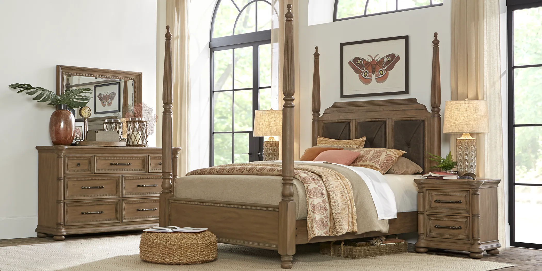 Cindy Crawford Home Grand Cayman Sandstone 5 Pc Queen Poster Bedroom - Thumbnail - Image 1