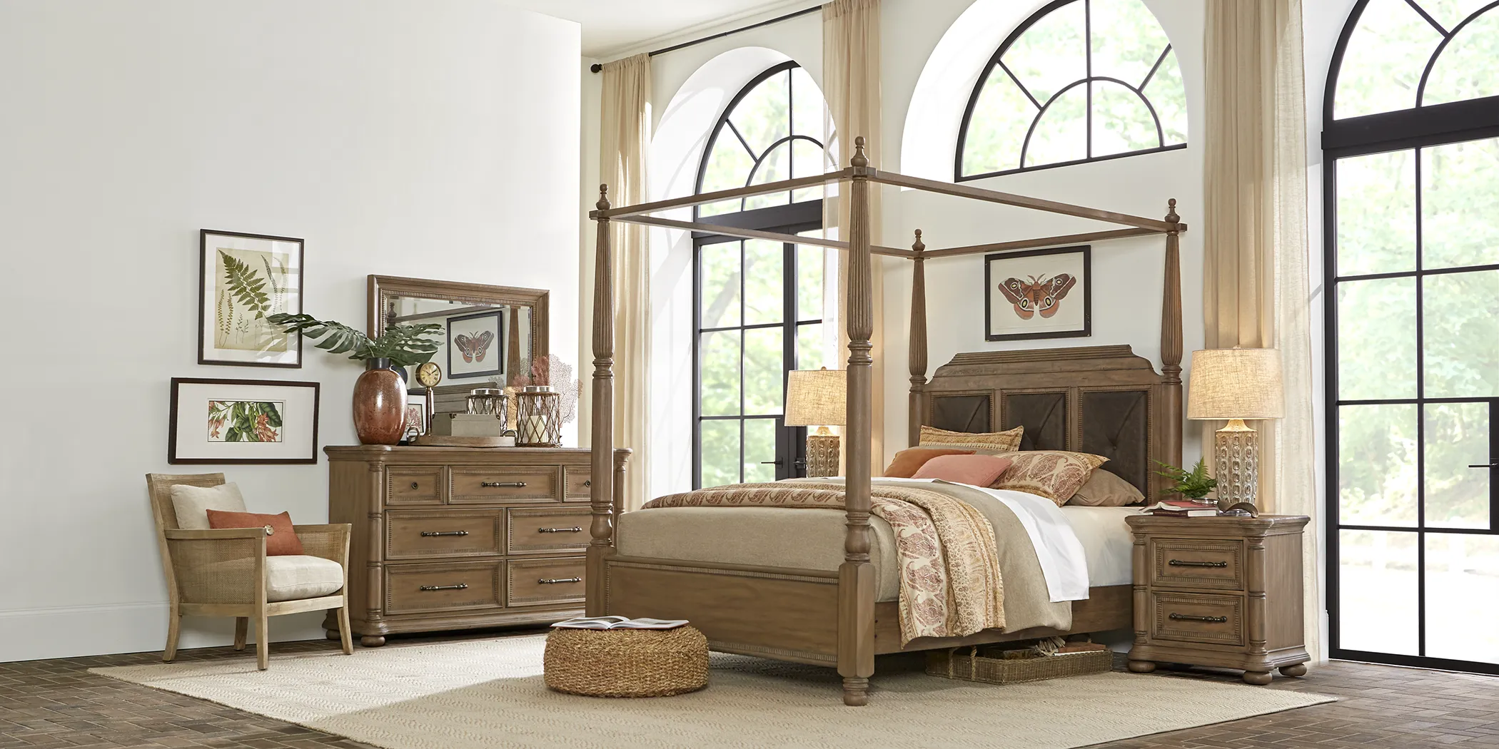 Cindy Crawford Home Grand Cayman Sandstone 8 Pc King Canopy Bedroom - Thumbnail - Image 2