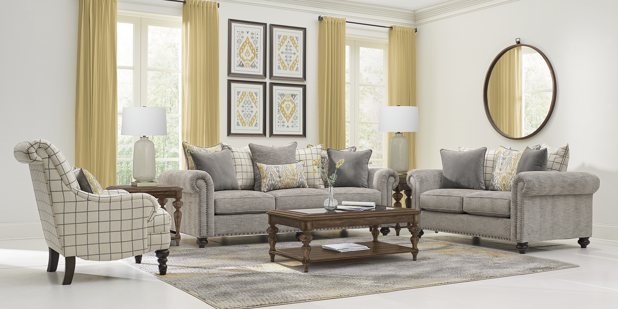 Cindy Crawford Home Greenwich Pointe Gray 8 Pc Living Room - Thumbnail - Image 1