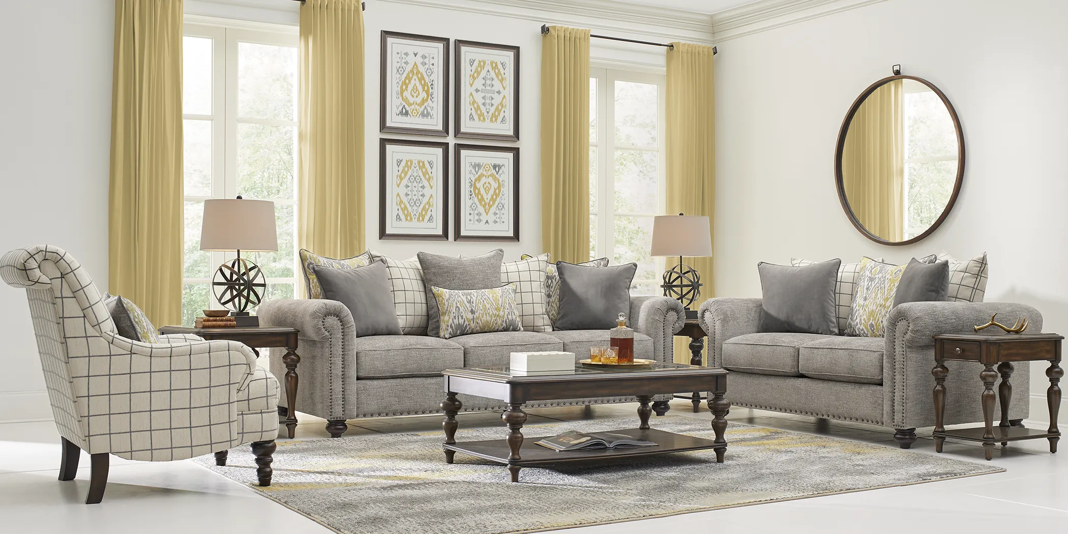 Cindy Crawford Home Greenwich Pointe Gray 8 Pc Living Room - Thumbnail - Image 1