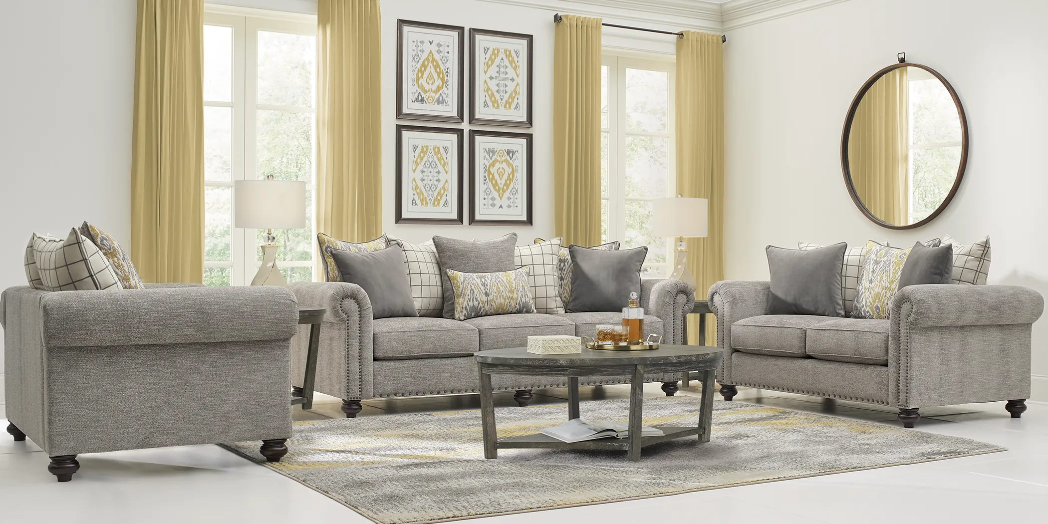 Cindy Crawford Home Greenwich Pointe Gray 8 Pc Living Room - Thumbnail - Image 1