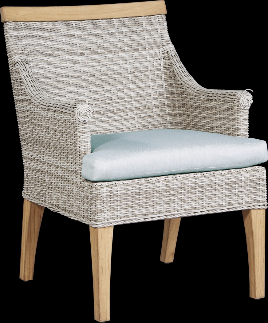 Hamptons Cove Gray Outdoor Arm Chair with Mist Cushion - Thumbnail - Image 1