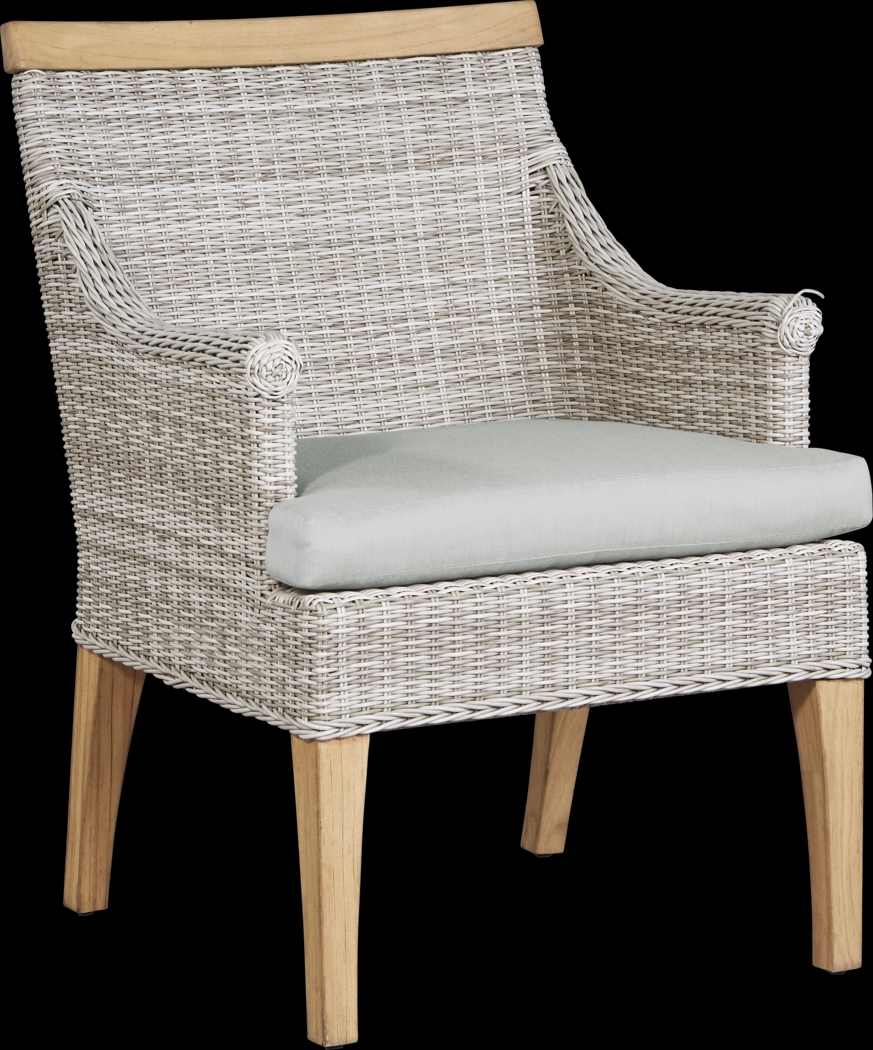 Cindy Crawford Home Hamptons Cove Gray Outdoor Chair with Rollo Seafoam Cushions - Thumbnail - Image 1