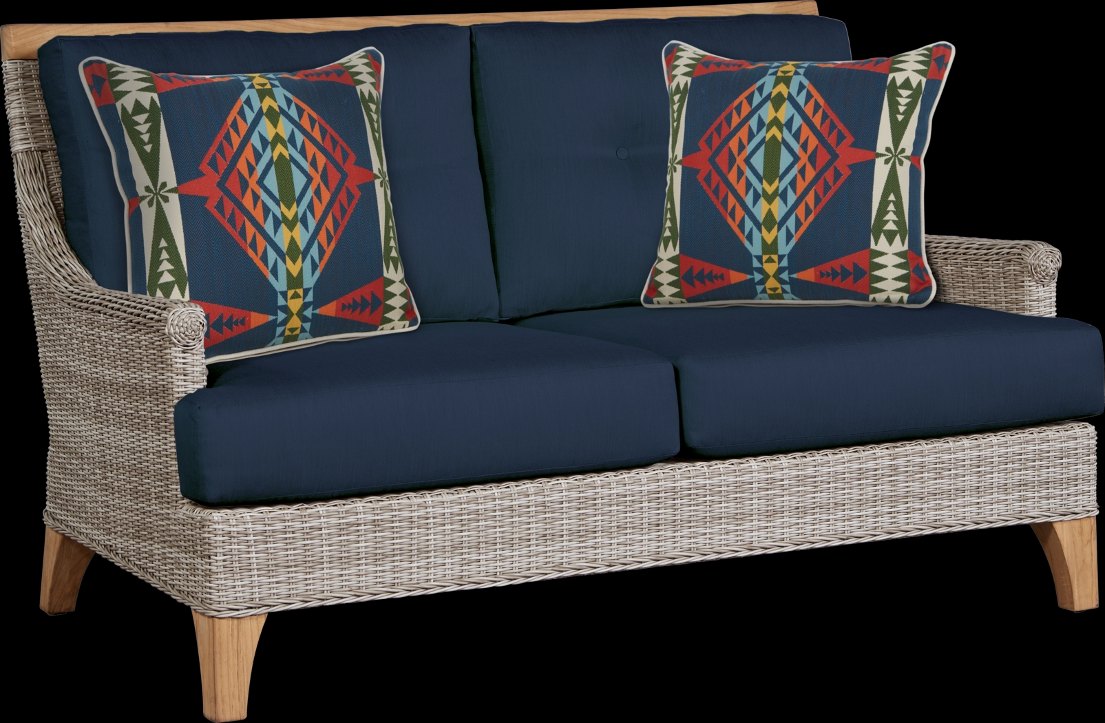 Cindy Crawford Home Hamptons Cove Gray Outdoor Loveseat with Ink Cushions - Thumbnail - Image 1