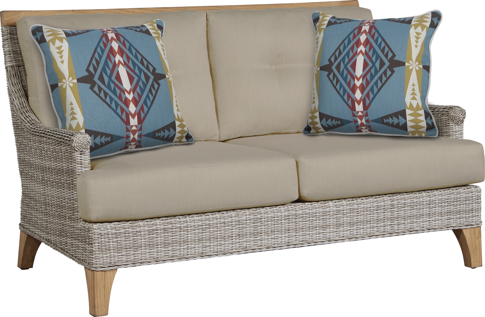 Cindy Crawford Home Hamptons Cove Gray Outdoor Loveseat with Pebble Cushions - Thumbnail - Image 1