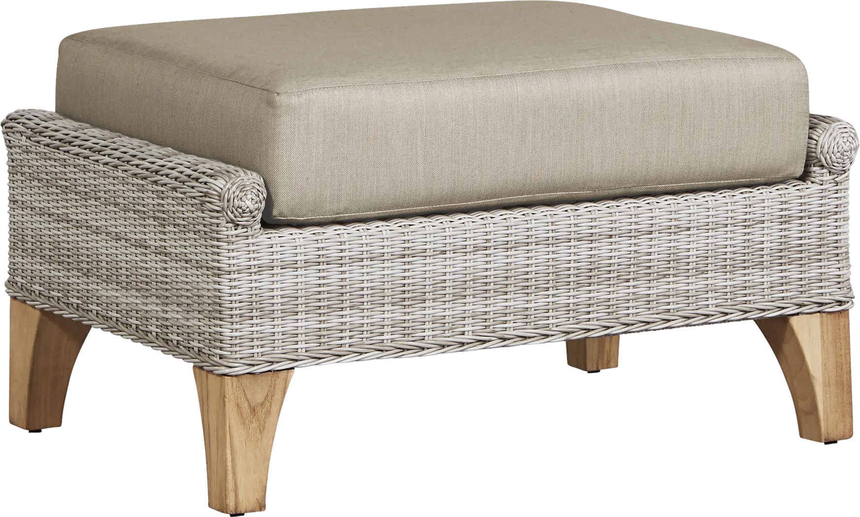 Hamptons Cove Gray Outdoor Ottoman with Pebble Cushion - Thumbnail - Image 1
