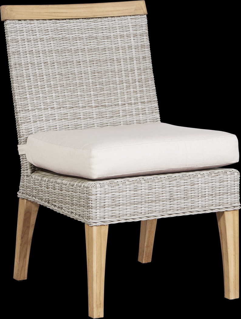 Hamptons Cove Gray Outdoor Side Chair with Flax Cushion - Thumbnail - Image 1