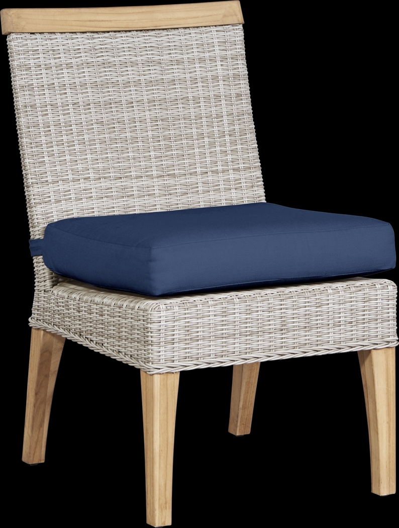Cindy Crawford Home Hamptons Cove Gray Outdoor Side Chair with Ink Cushion - Thumbnail - Image 1