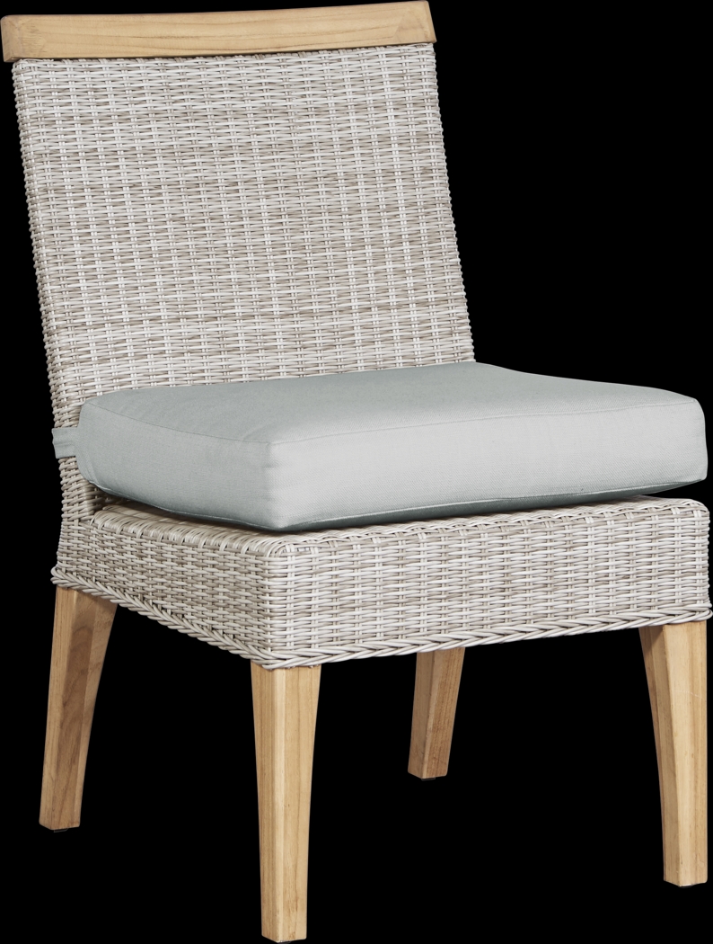 Cindy Crawford Home Hamptons Cove Gray Outdoor Side Chair with Rollo Seafoam Cushion - Thumbnail - Image 1