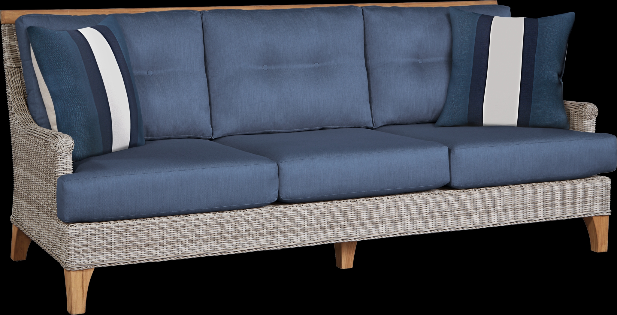 Cindy Crawford Home Hamptons Cove Gray 4 Pc Outdoor Seating Set with Denim Cushions - Thumbnail - Image 2