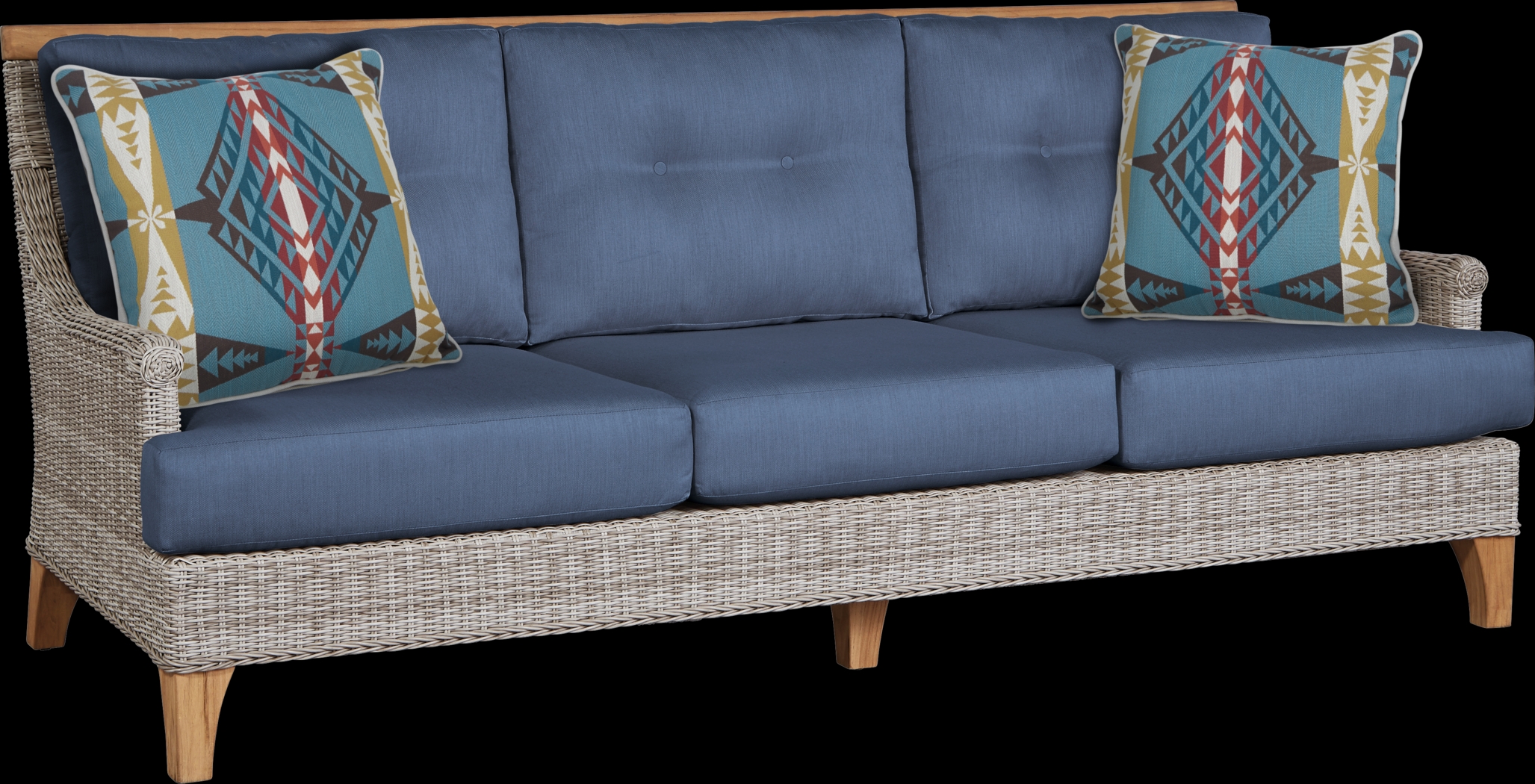 Hamptons Cove Gray 4 Pc Outdoor Seating Set with Denim Cushions - Thumbnail - Image 2