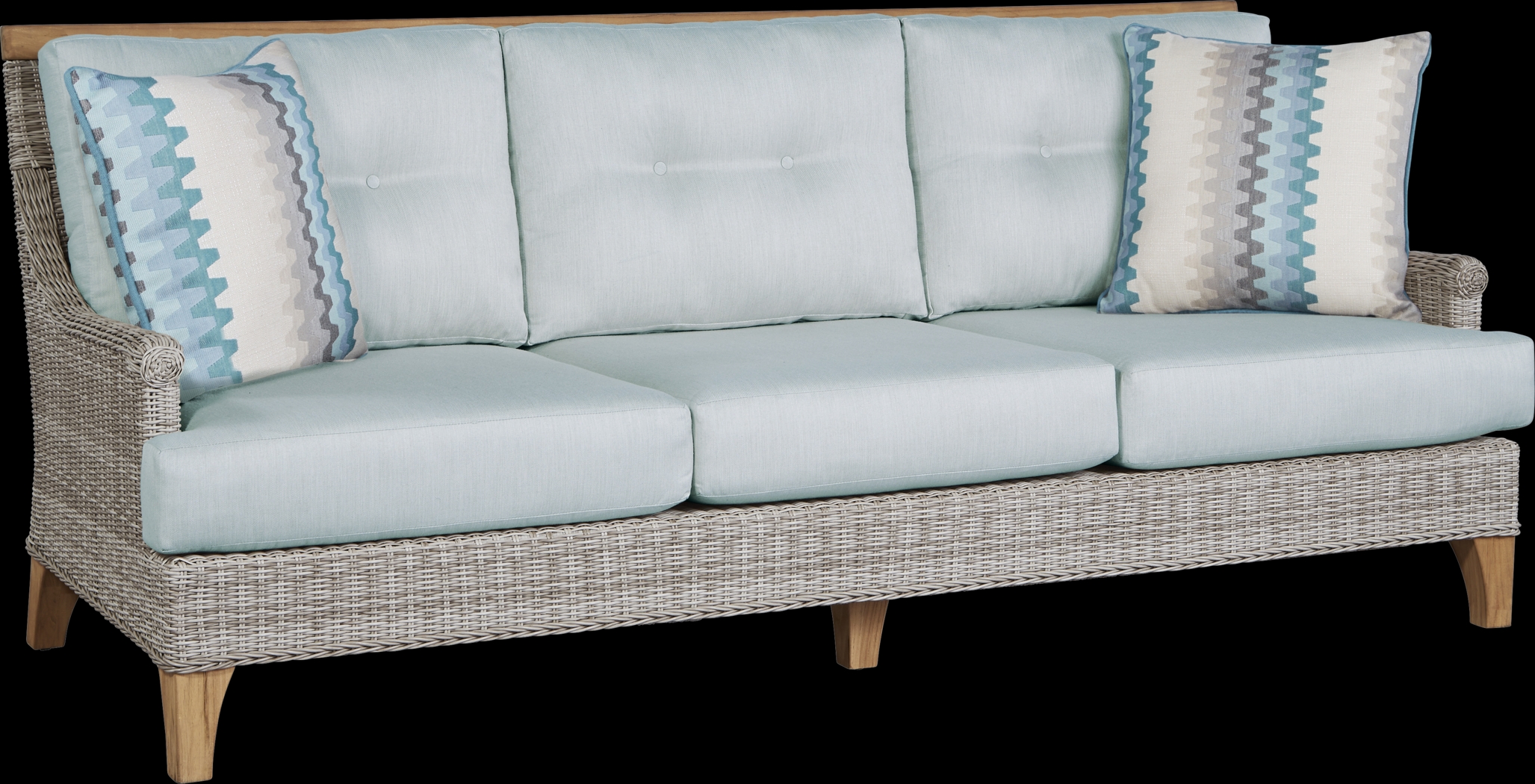 Hamptons Cove Gray 4 Pc Outdoor Seating Set with Seafoam Cushions - Thumbnail - Image 2