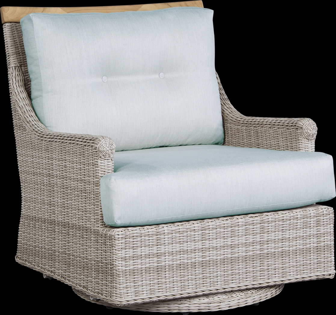 Hamptons Cove Gray Outdoor Swivel Chair with Mist Cushions - Thumbnail - Image 1