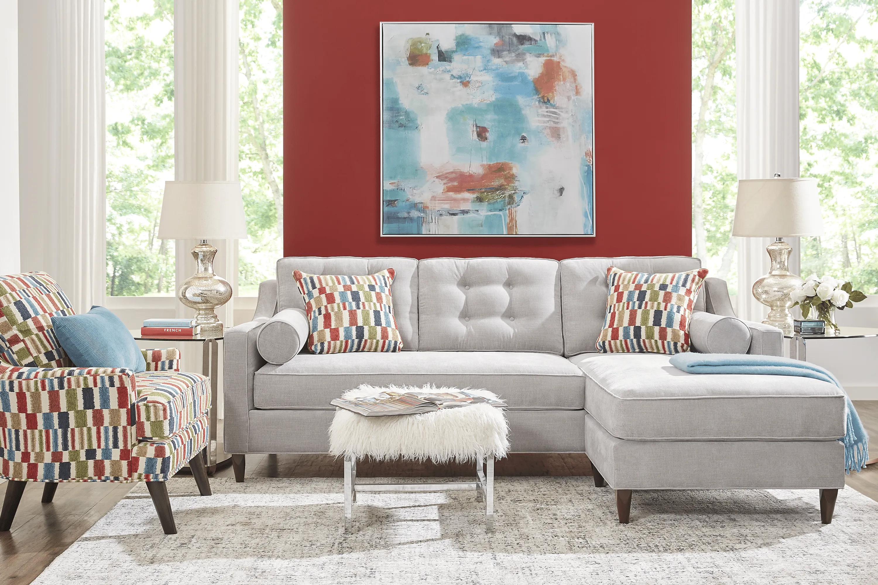 Hanover Dove Chenille Sleeper Chaise Sofa - Thumbnail - Image 2