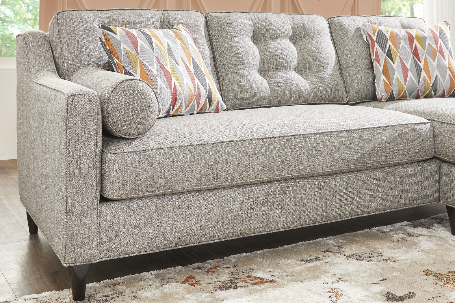 Cindy Crawford Home Hanover Gray Textured 4 Pc Sectional Living Room - Thumbnail - Image 5